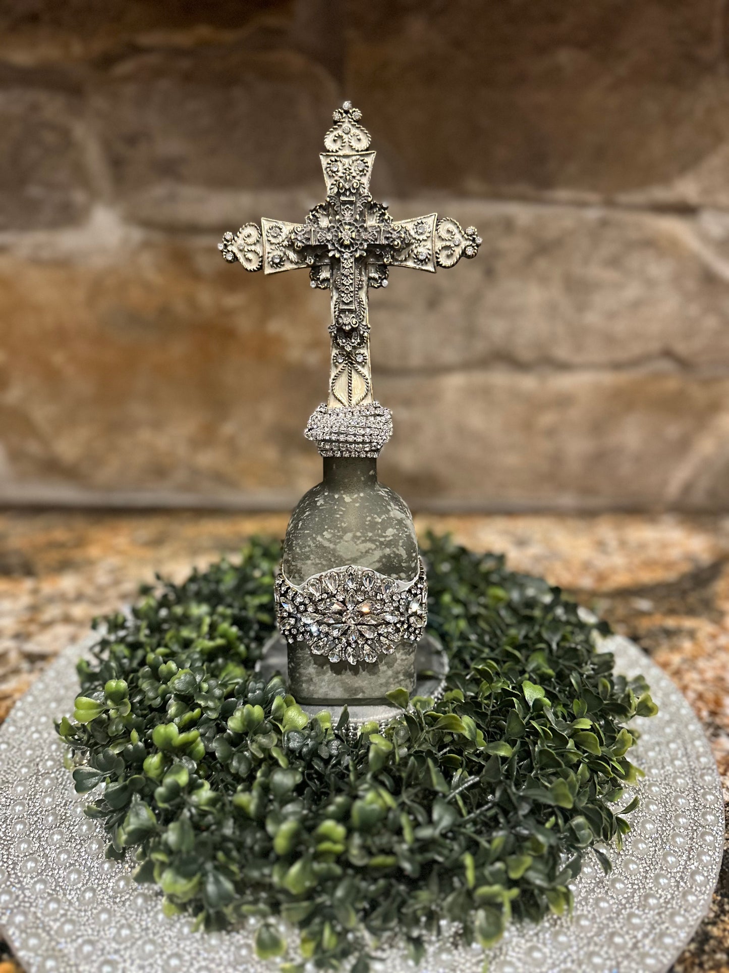 Embellished Cross Bottle