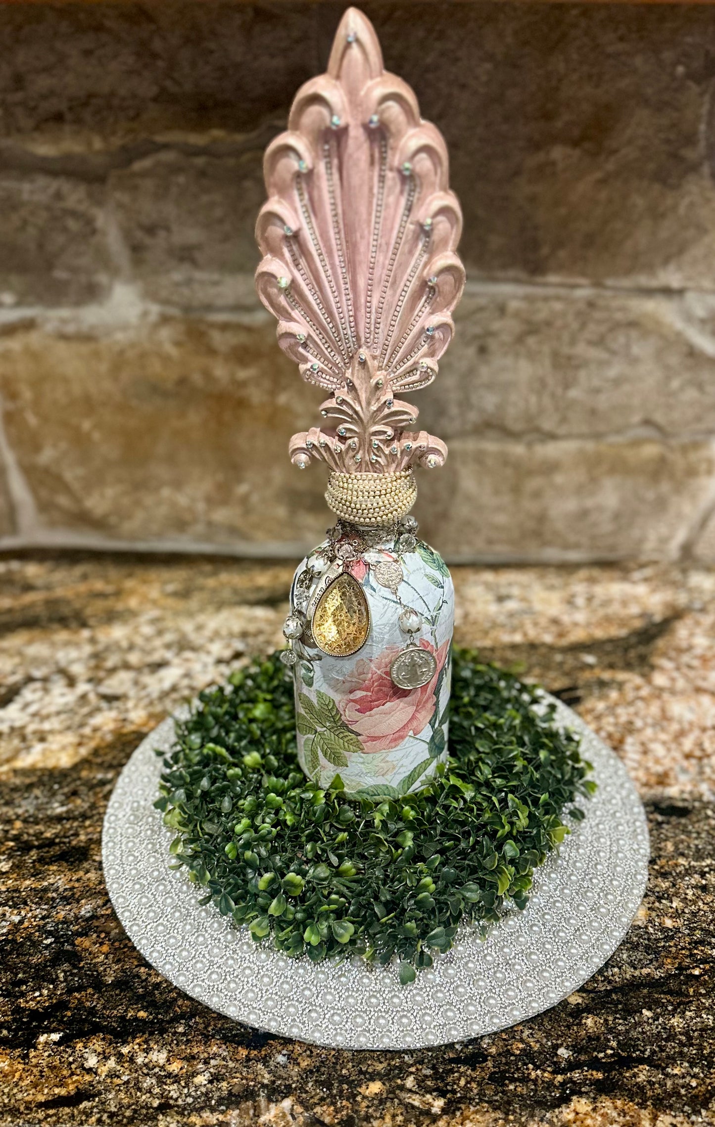 Glass Floral Decorative Bottle