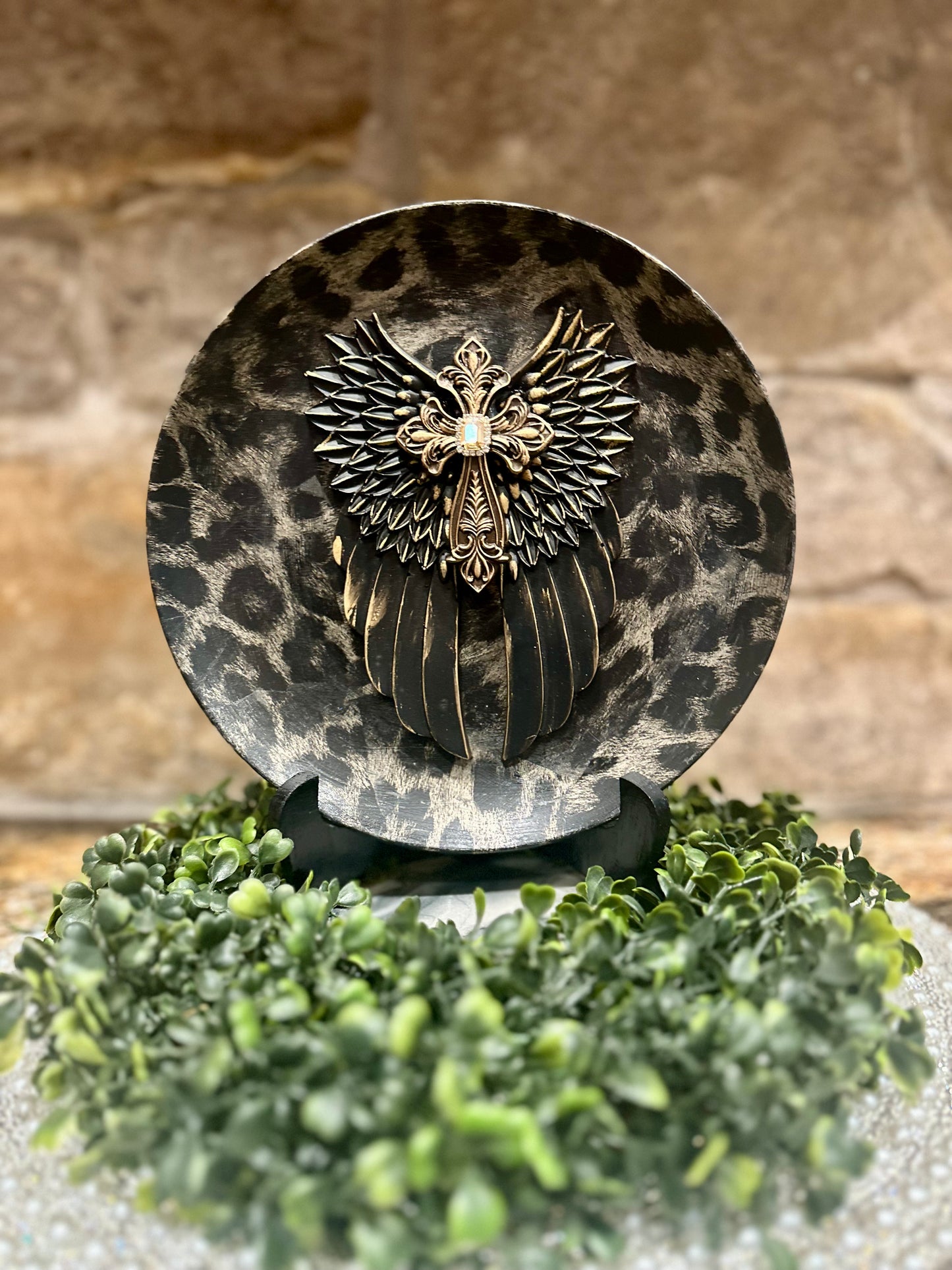 Leopard Angel Wings Decor Plate