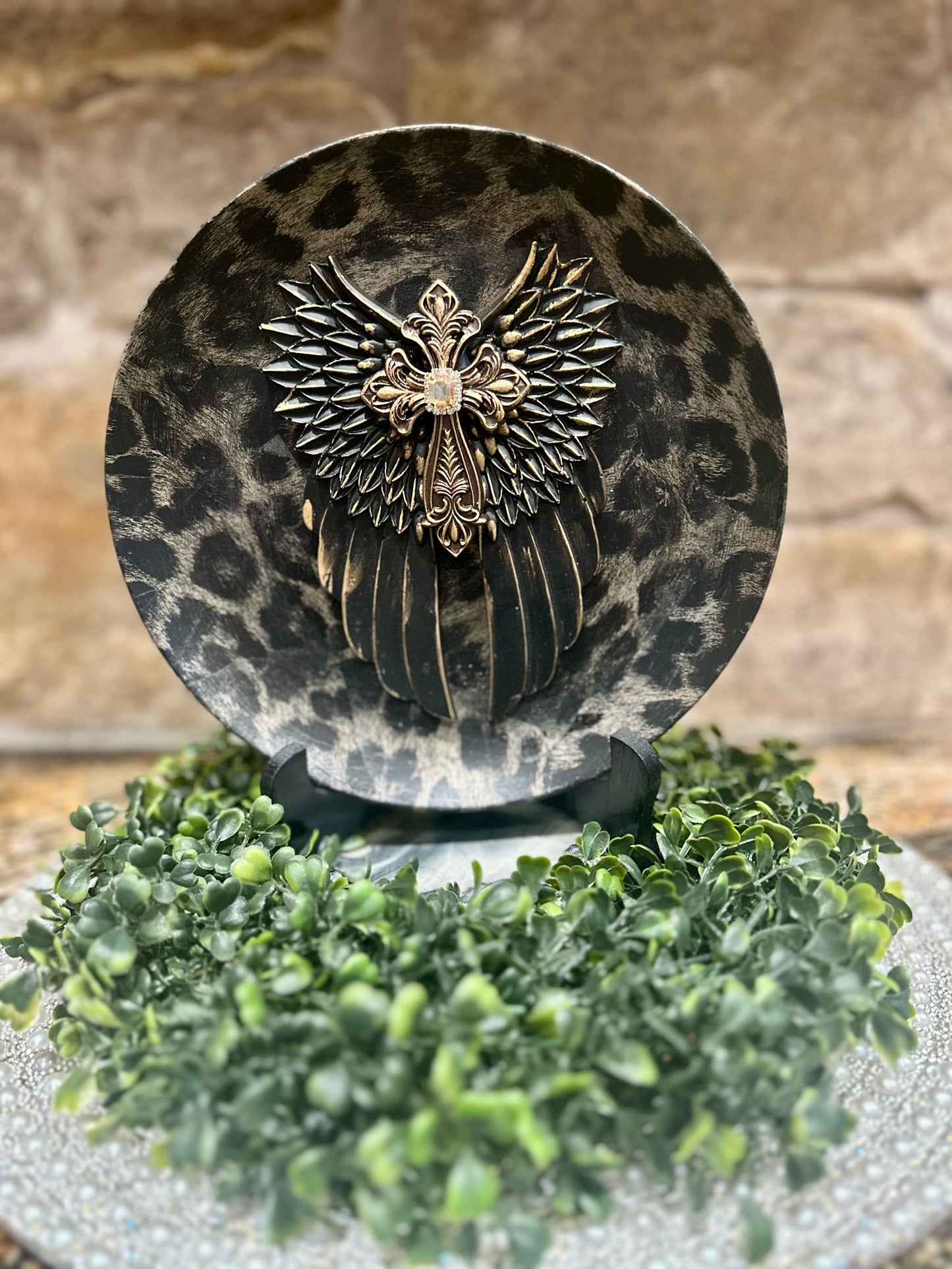 Leopard Angel Wings Decor Plate
