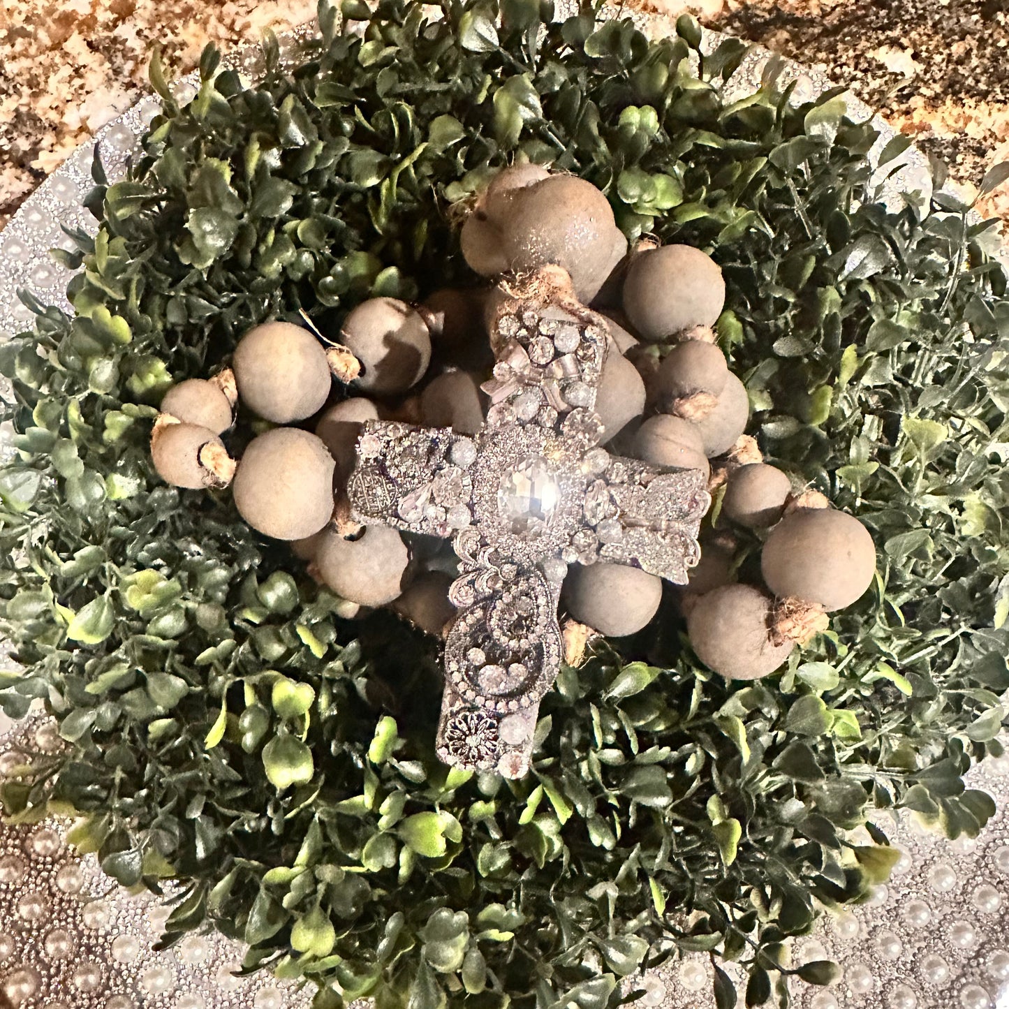 Embellished Wooden Cross Garland