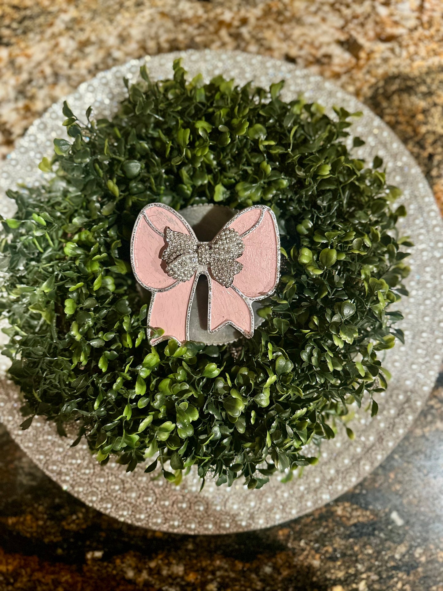 Embellished Pink Bow Pin