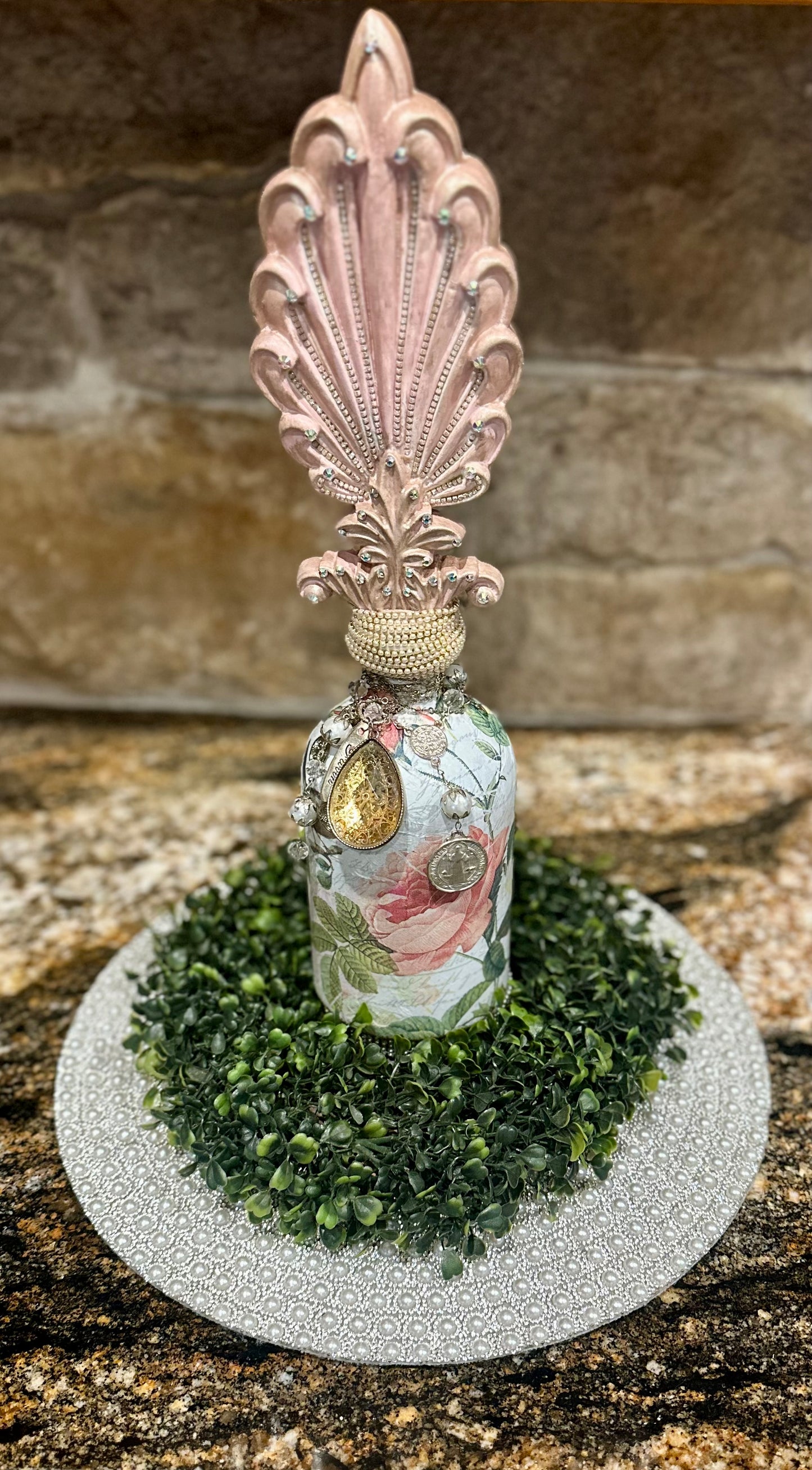 Glass Floral Decorative Bottle