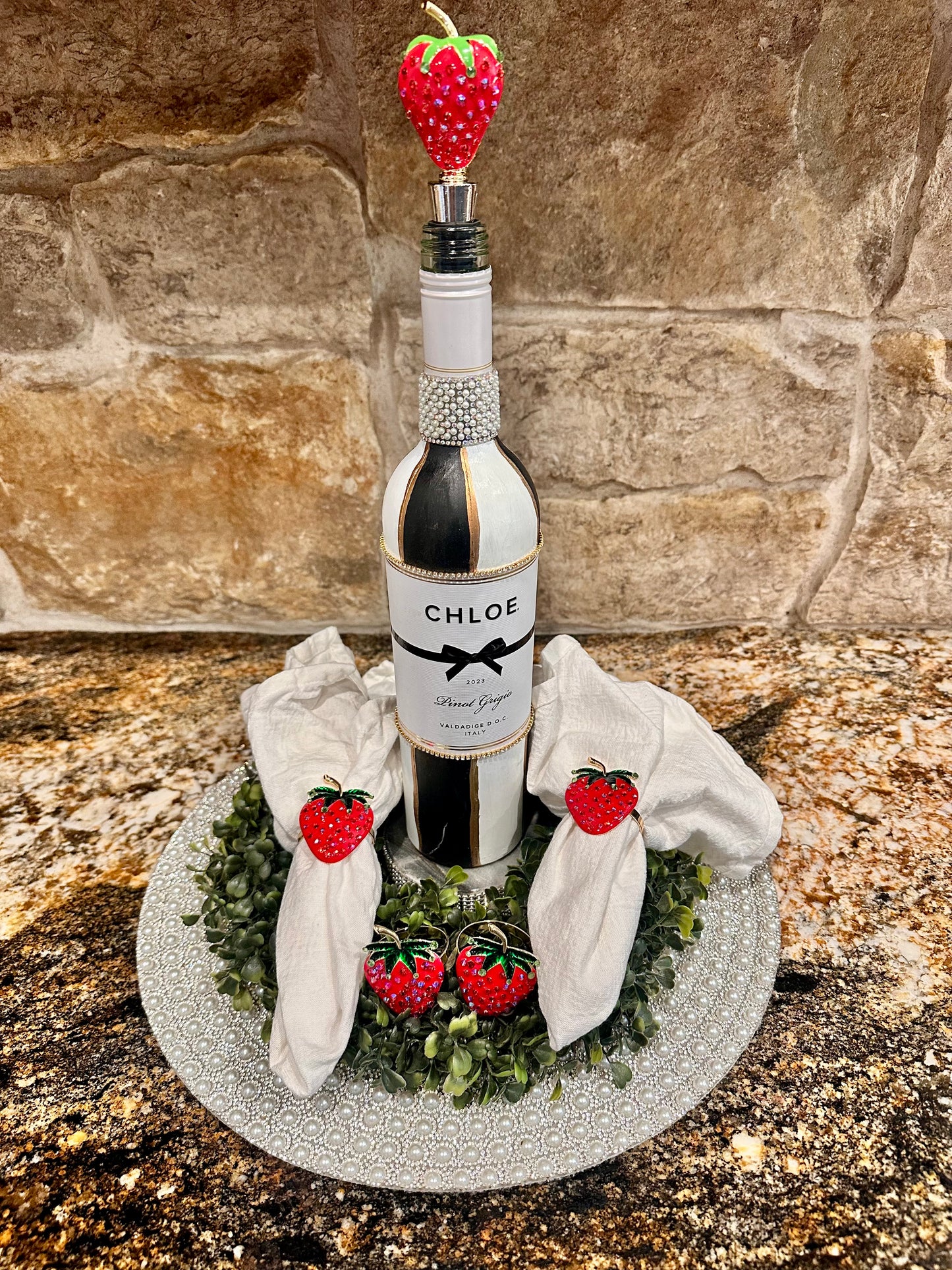Rhinestone Strawberry Napkin Rings