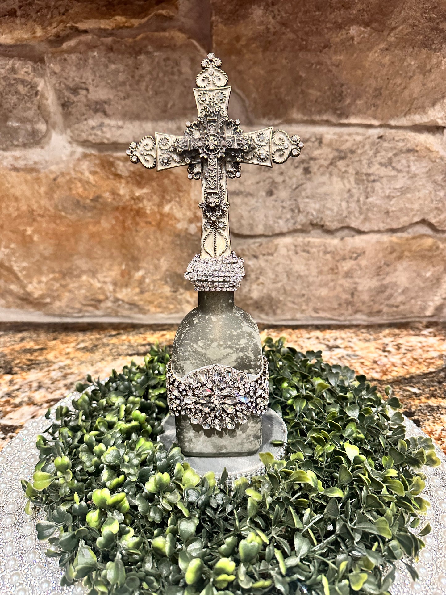 Embellished Cross Bottle