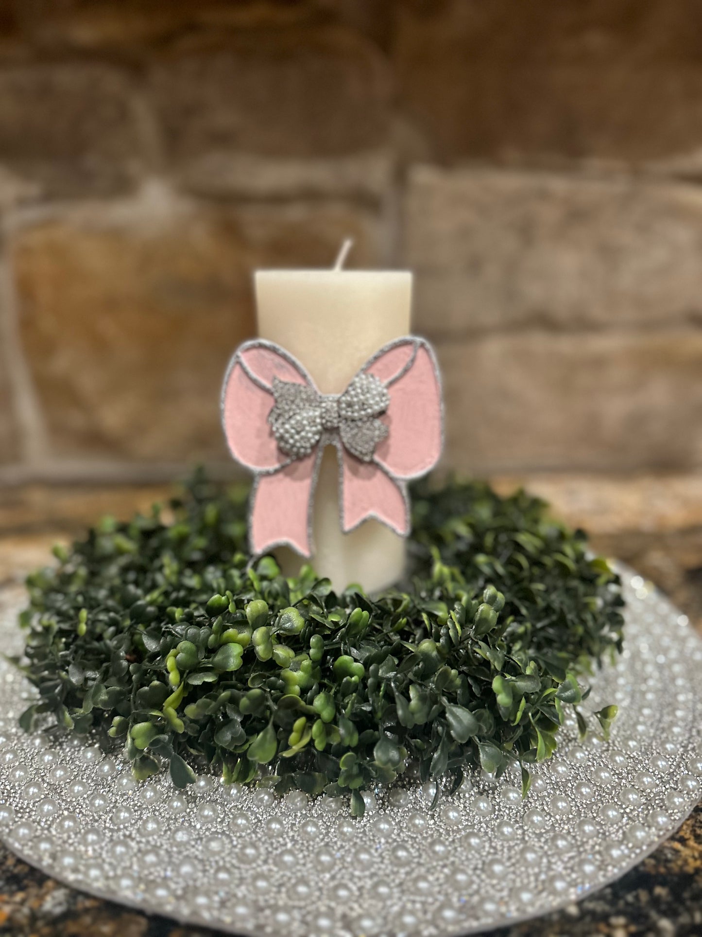 Embellished Pink Bow Pin