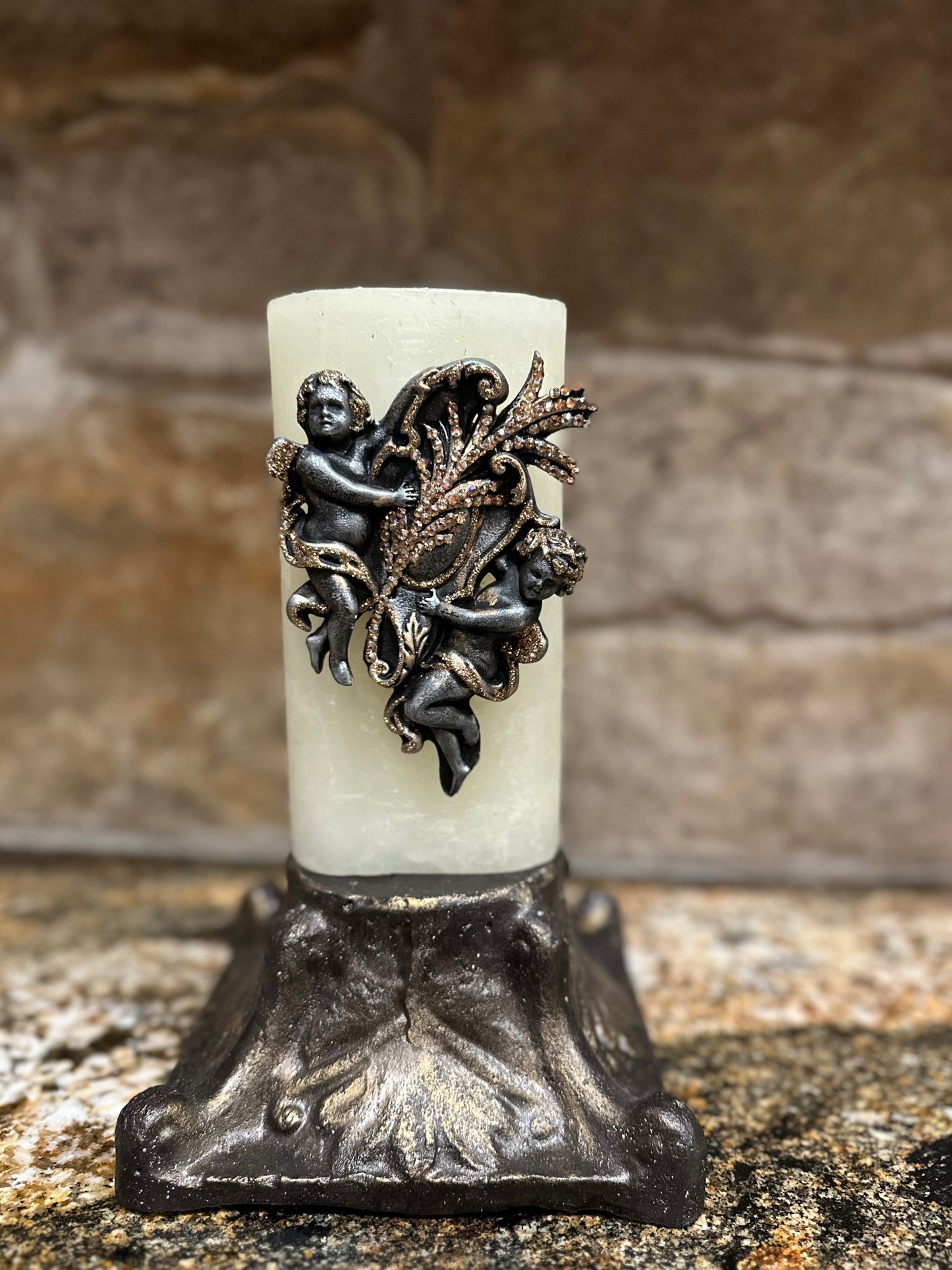 Angels candle pin, candle accessory, reusable, embellished angel candle pin, handmade