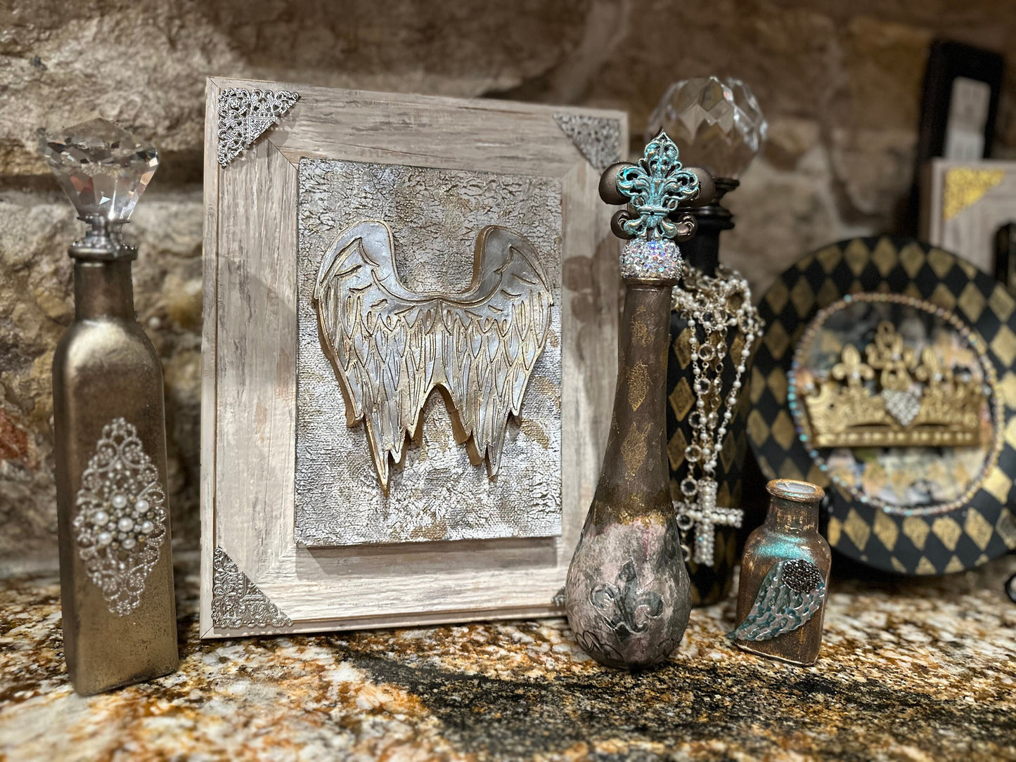 Handmade Clay Angel Wings Picture 5x7 Frame