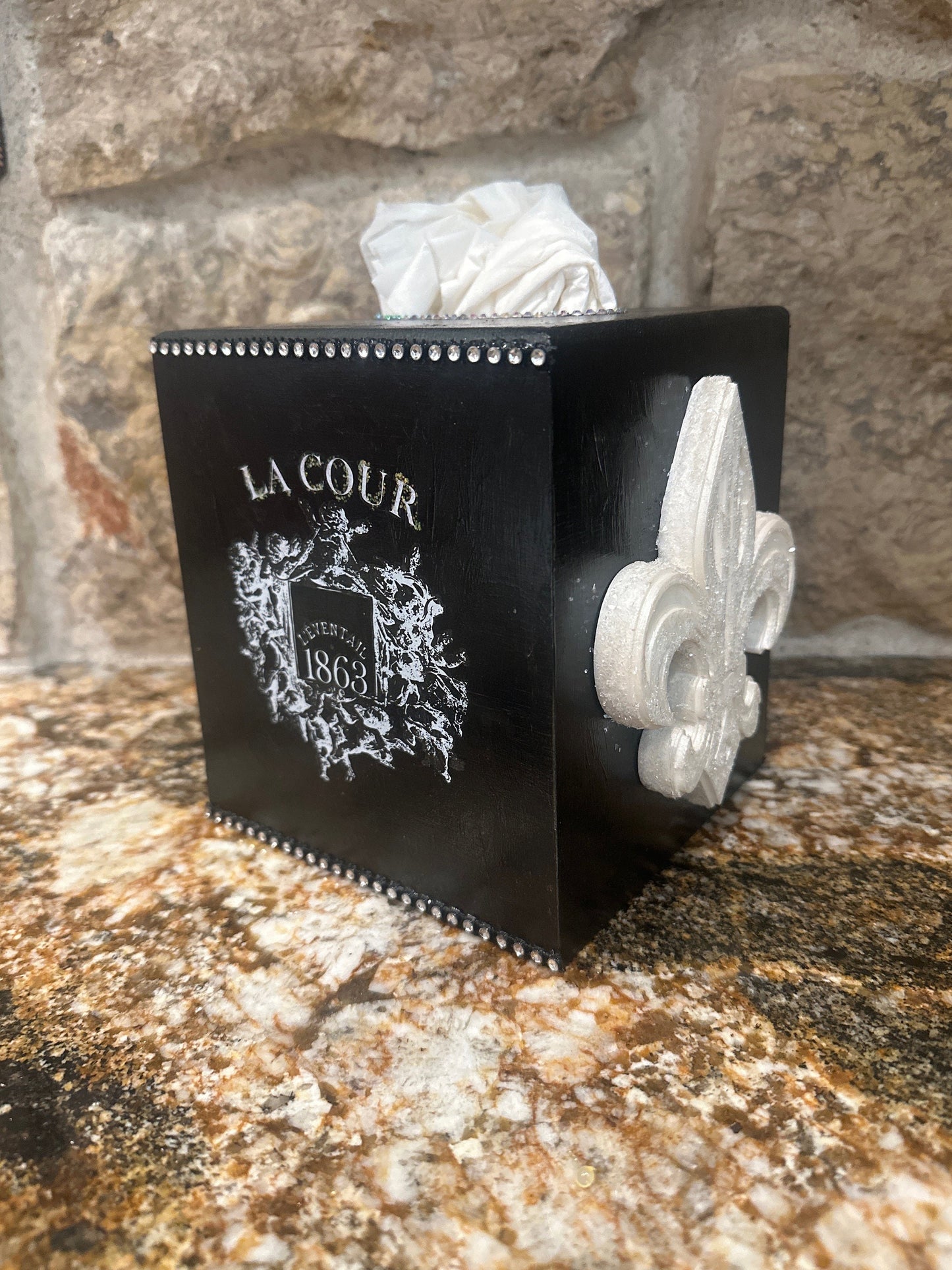 Tissue Box with Rhinestones