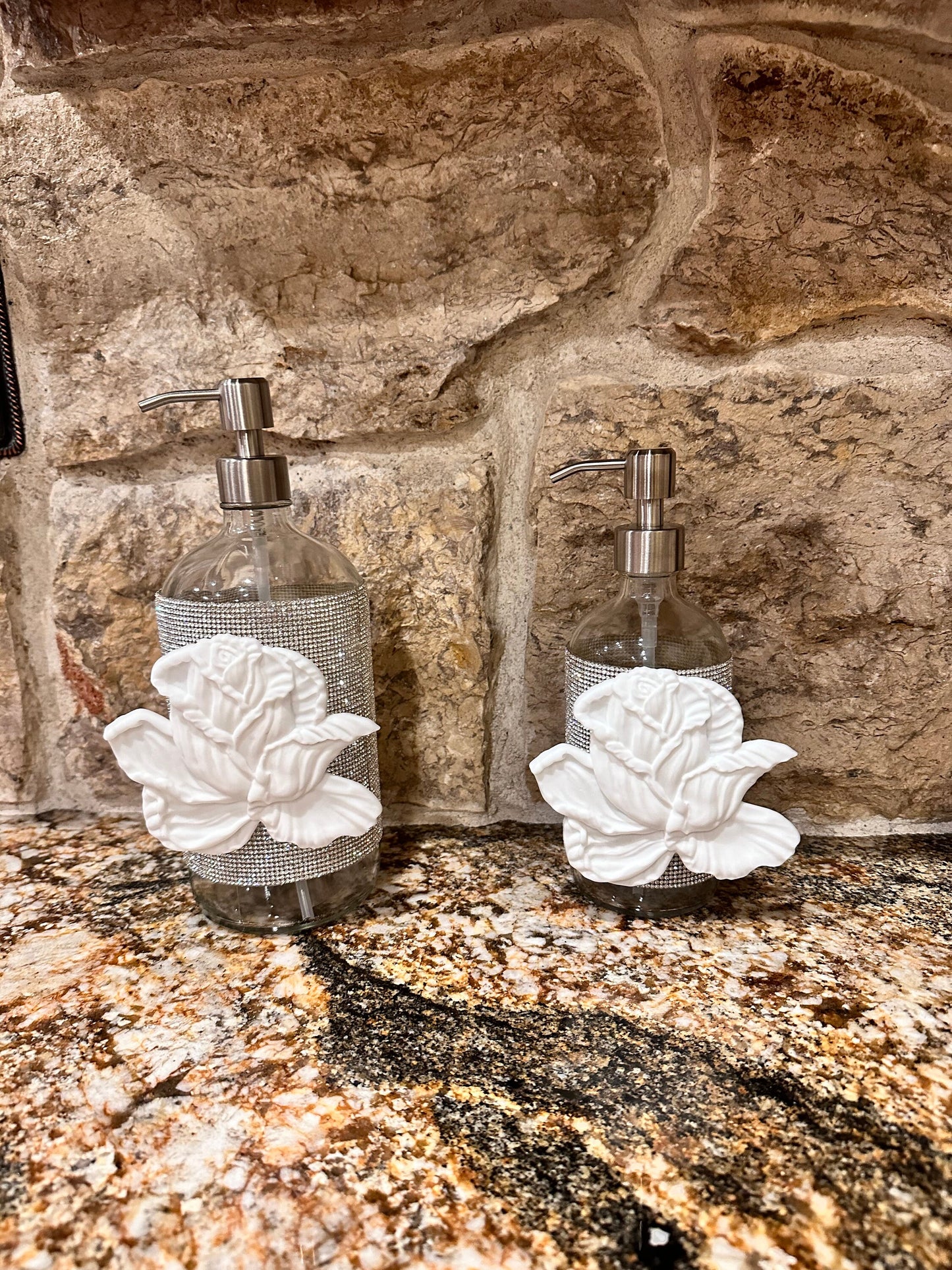 Stainless Steel Silver Glass Soap Dispenser