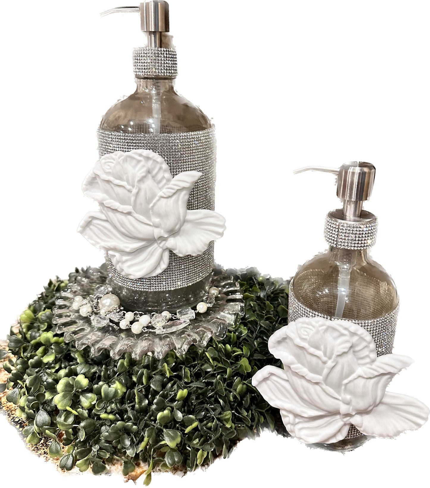 Stainless Steel Silver Glass Soap Dispenser