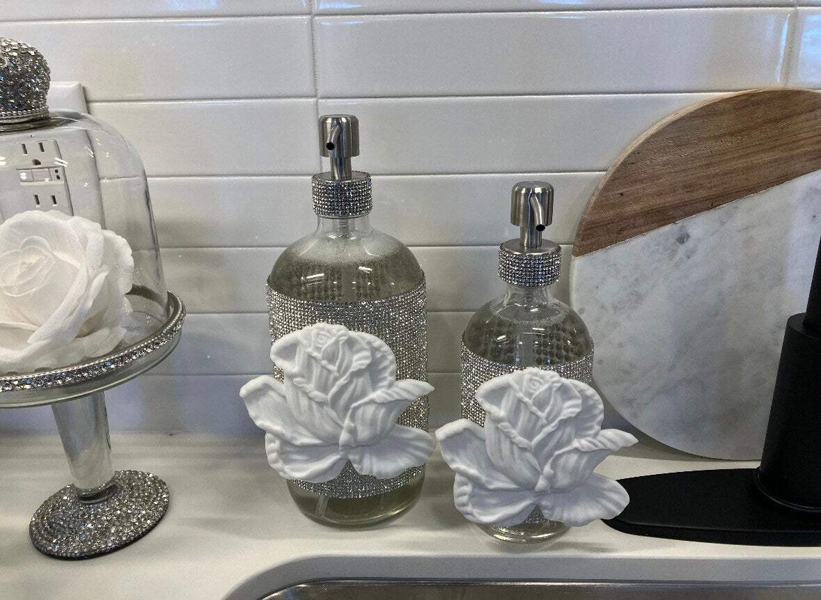 Stainless Steel Silver Glass Soap Dispenser