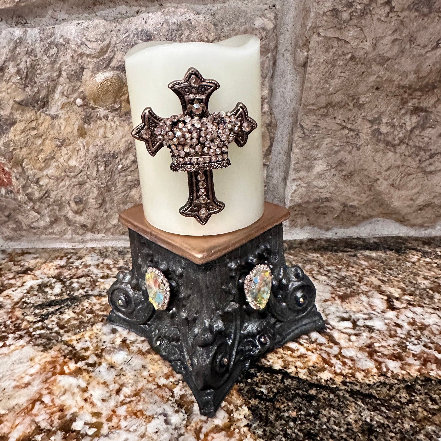 Cross With Crown Candle Pin