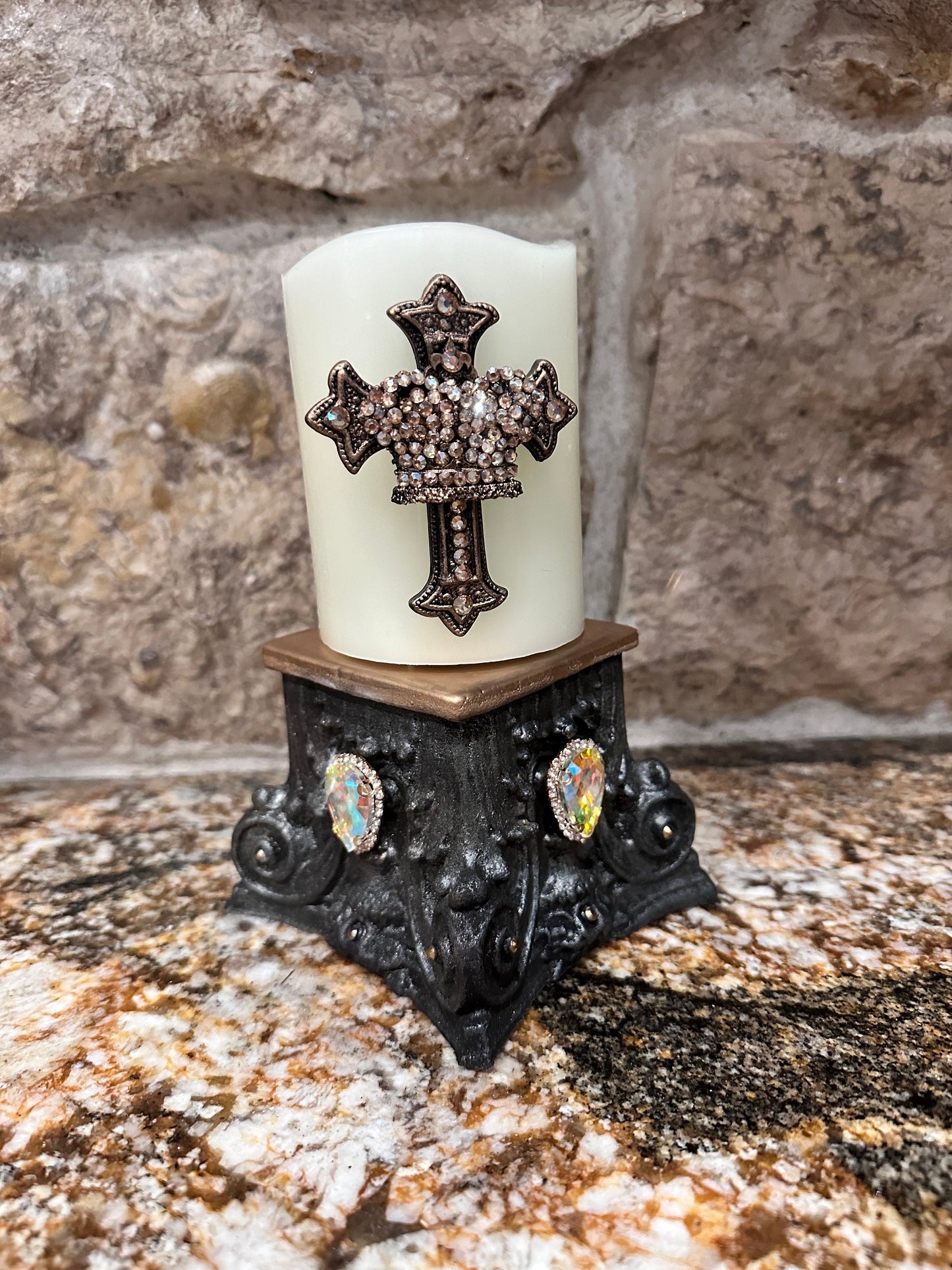 Cross With Crown Candle Pin
