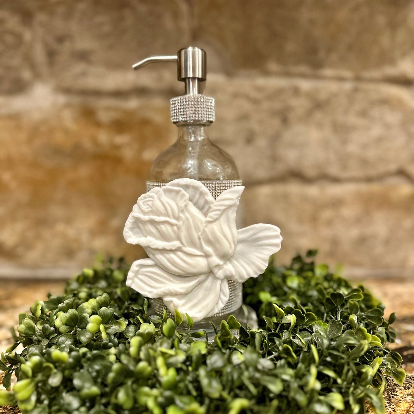 Stainless Steel Silver Glass Soap Dispenser