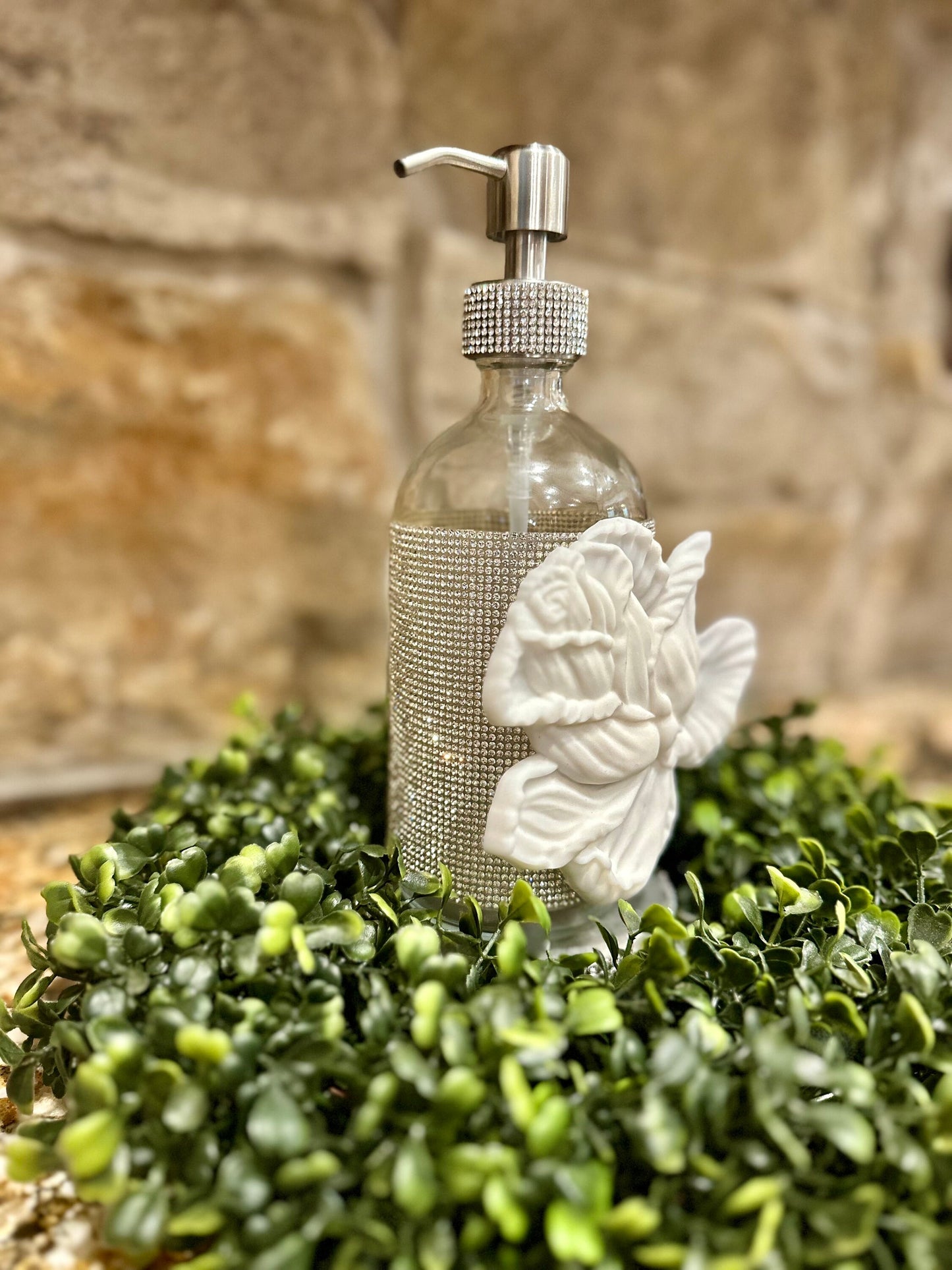 Stainless Steel Silver Glass Soap Dispenser