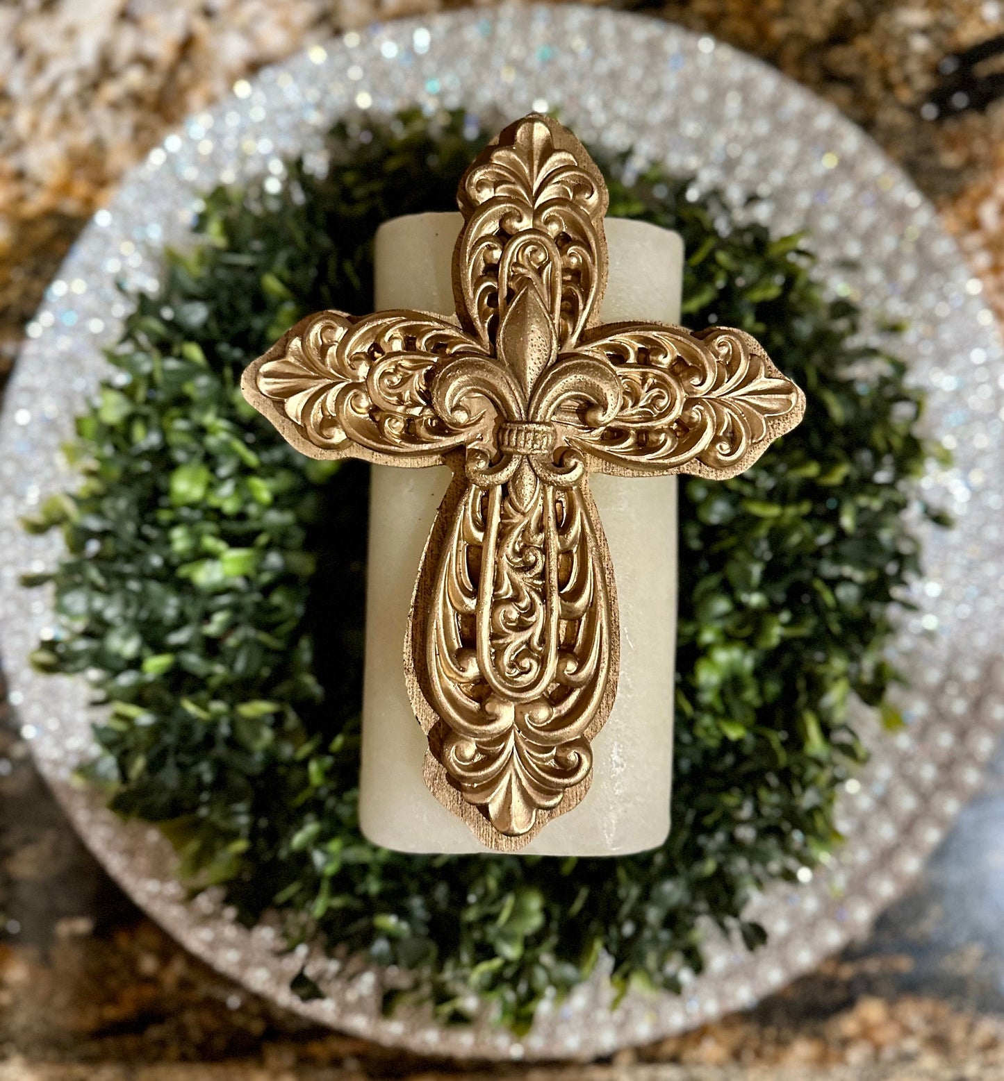 Cross candle pin, reusable, handmade, diy, unique gift, embellished candle accessory, candle pin, home decor,