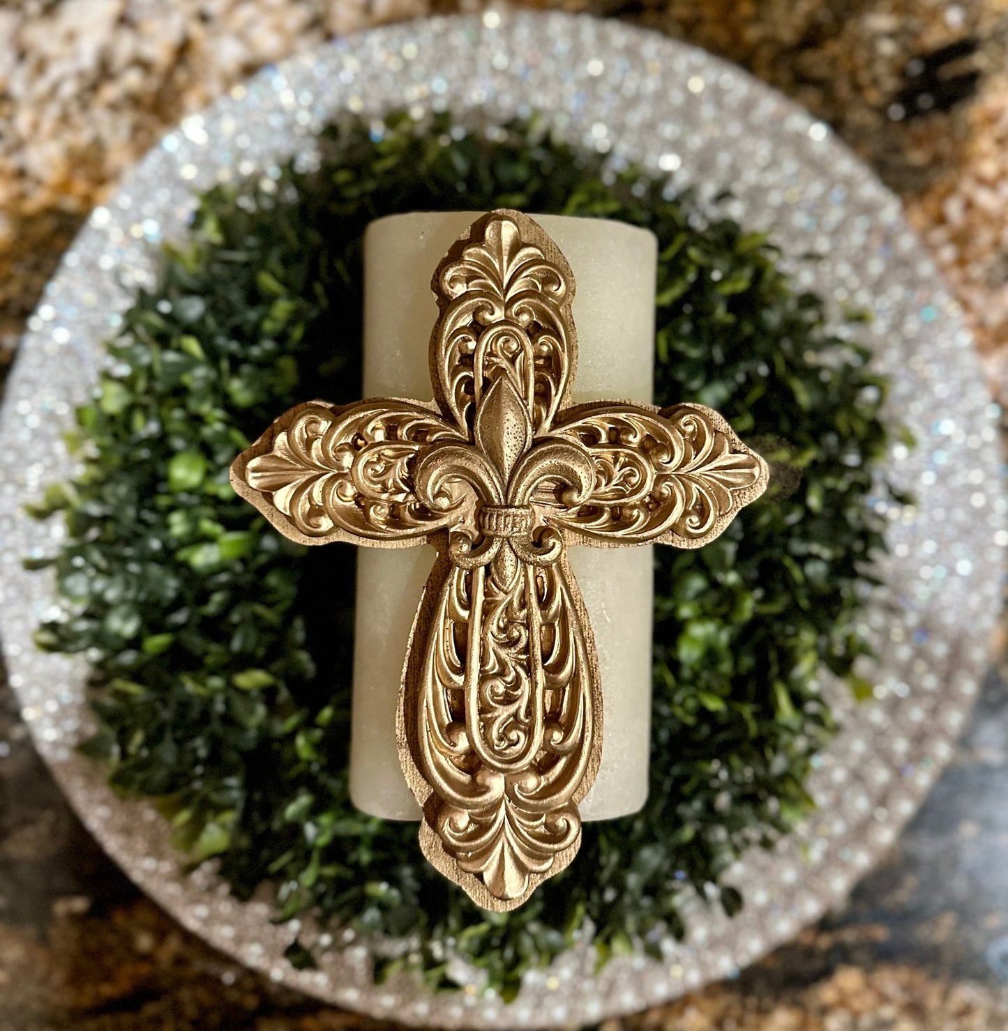 Cross candle pin, reusable, handmade, diy, unique gift, embellished candle accessory, candle pin, home decor,