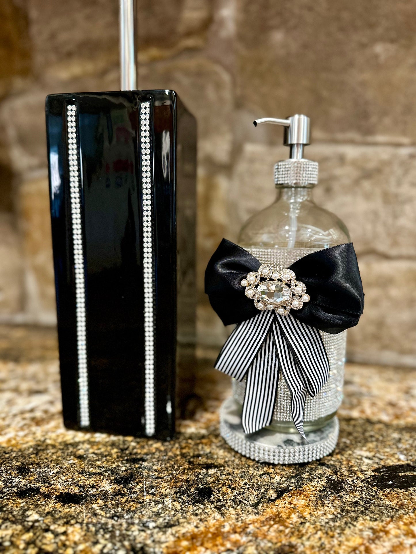 Large 32 oz. Stainless Steel Silver Glass Soap Dispenser