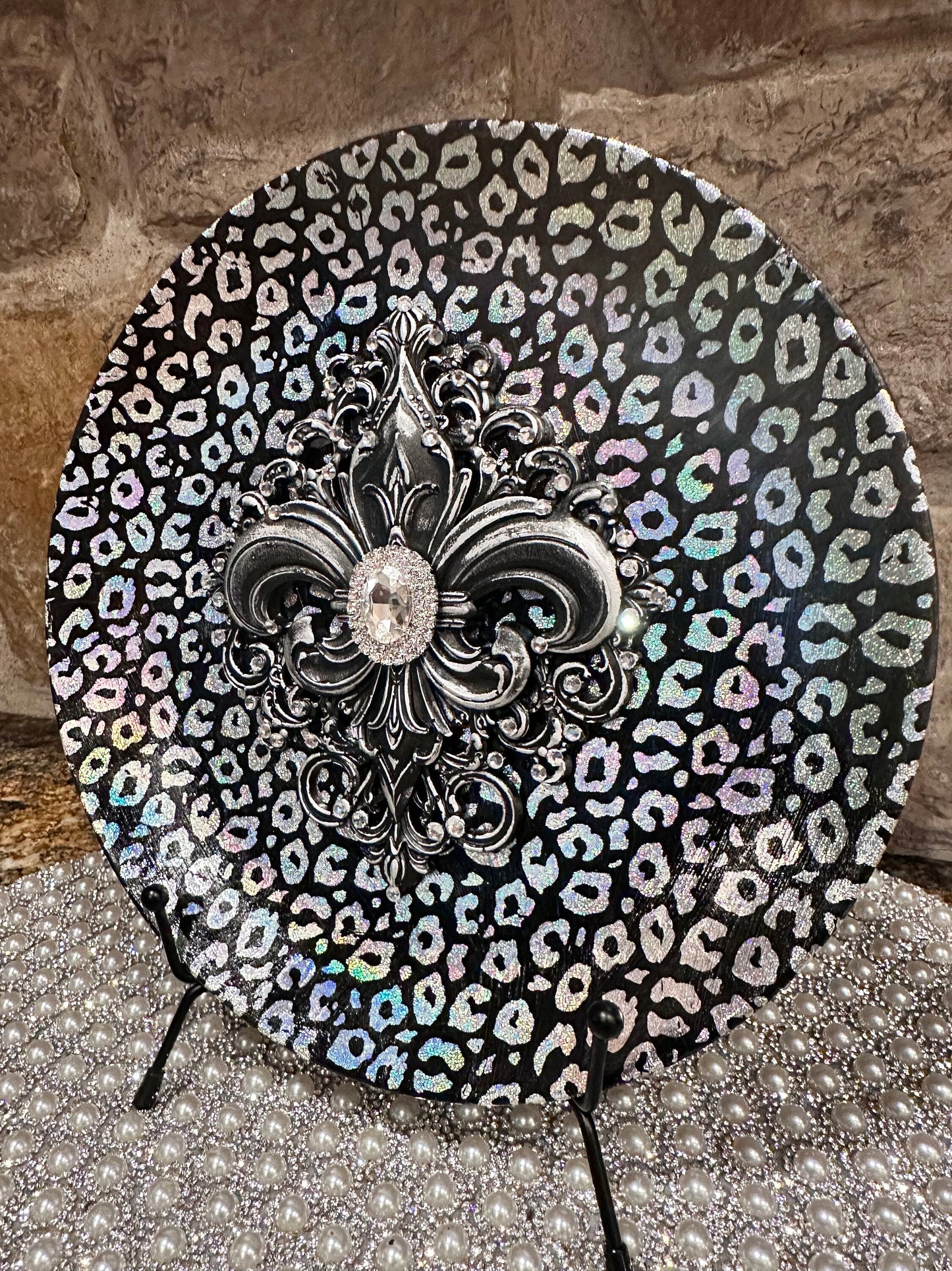 Leopard Foil Wrapped Porcelain Plate