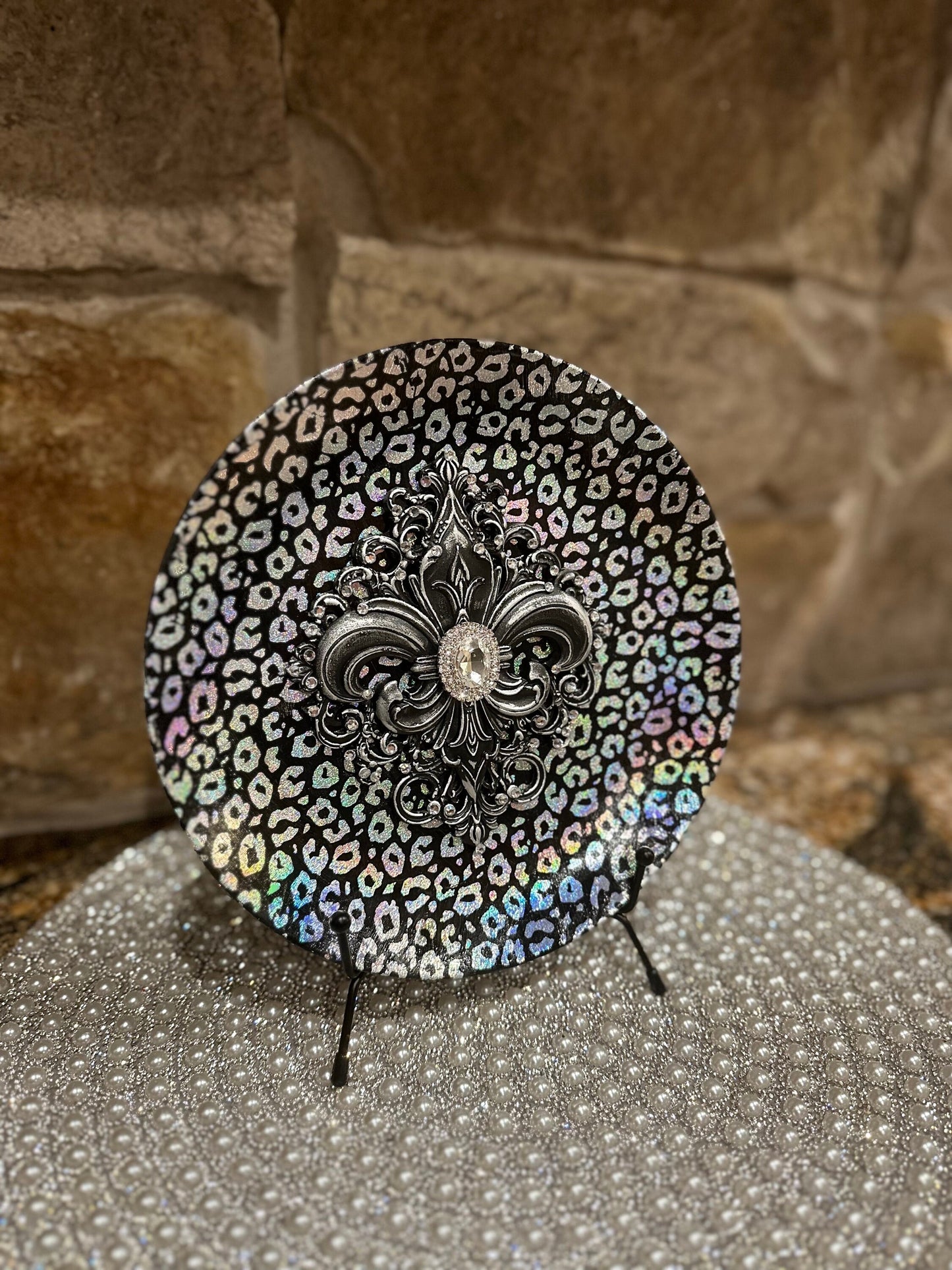 Leopard Foil Wrapped Porcelain Plate