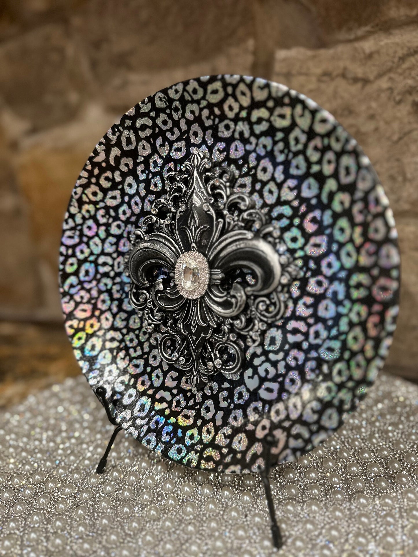 Leopard Foil Wrapped Porcelain Plate