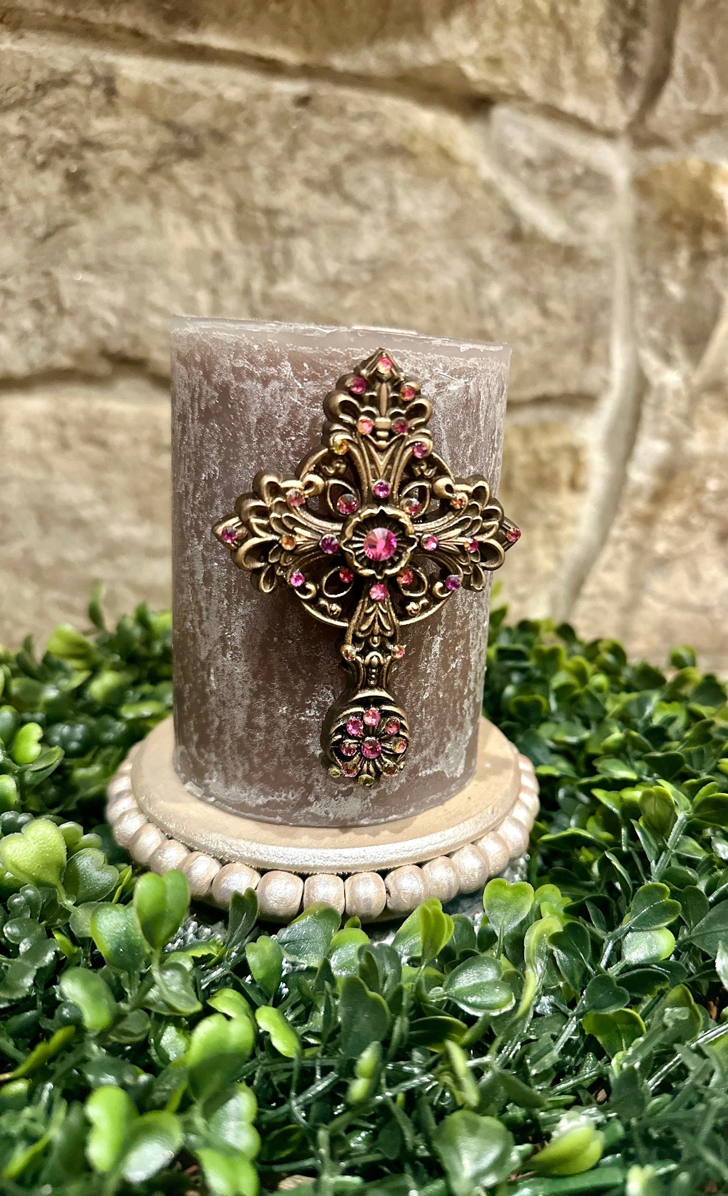 cross candle pin, reusable, handmade, diy, unique gift, embellished, Swarovski crystals, candle accessory, home decor