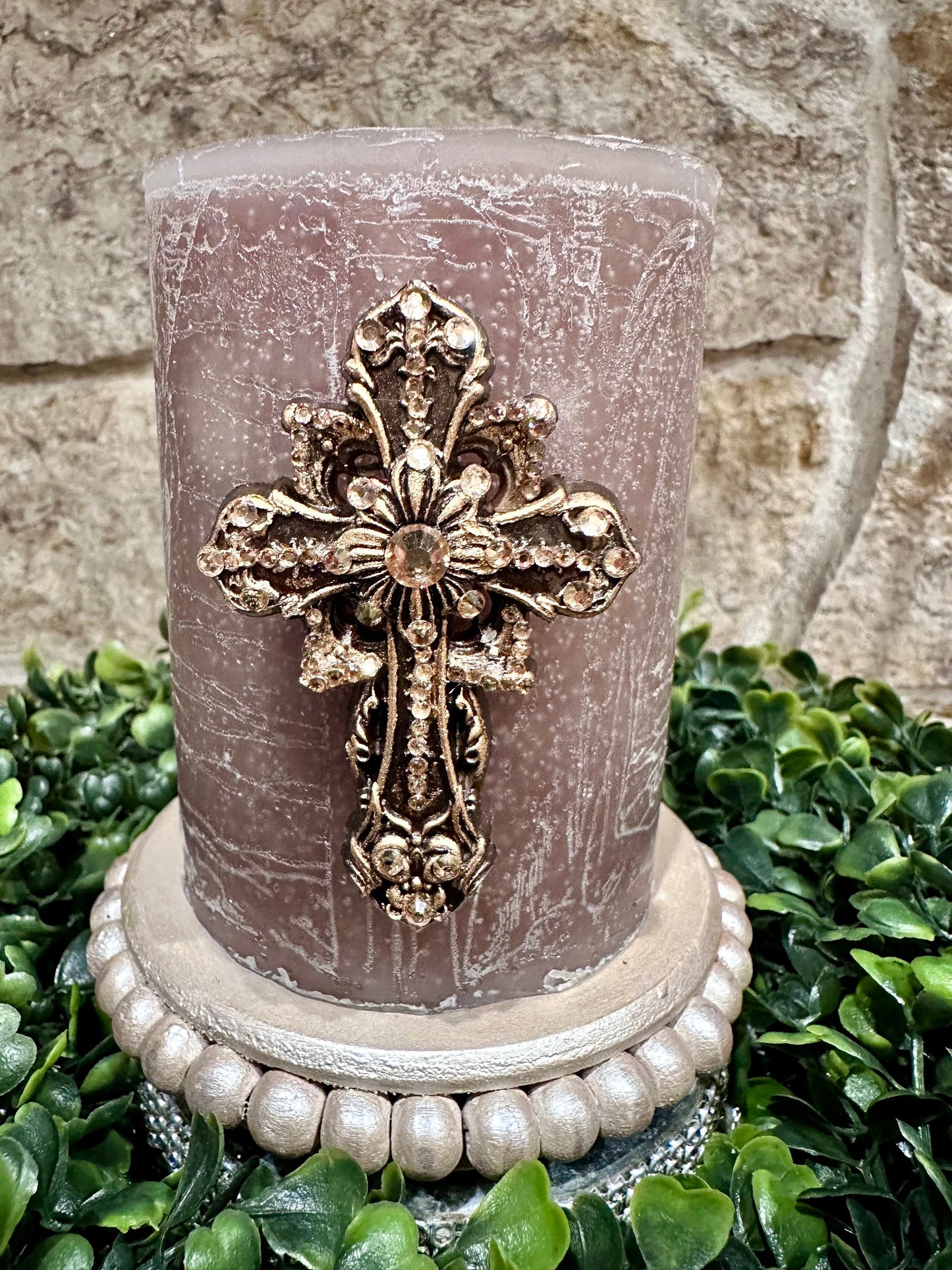 cross candle pin, reusable, handmade, diy, unique gift, embellished, Swarovski crystals, home decor, candle accessory, candle jewelr