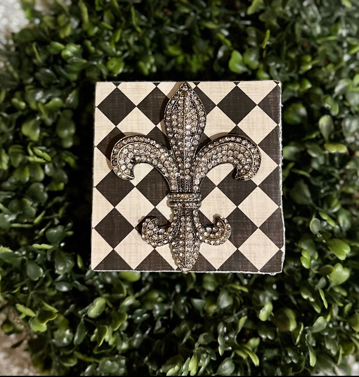 wall art, tile wall art, wall hanging, fleur de lis, fleur de lis wall art, handmade, unique gift, home decor
