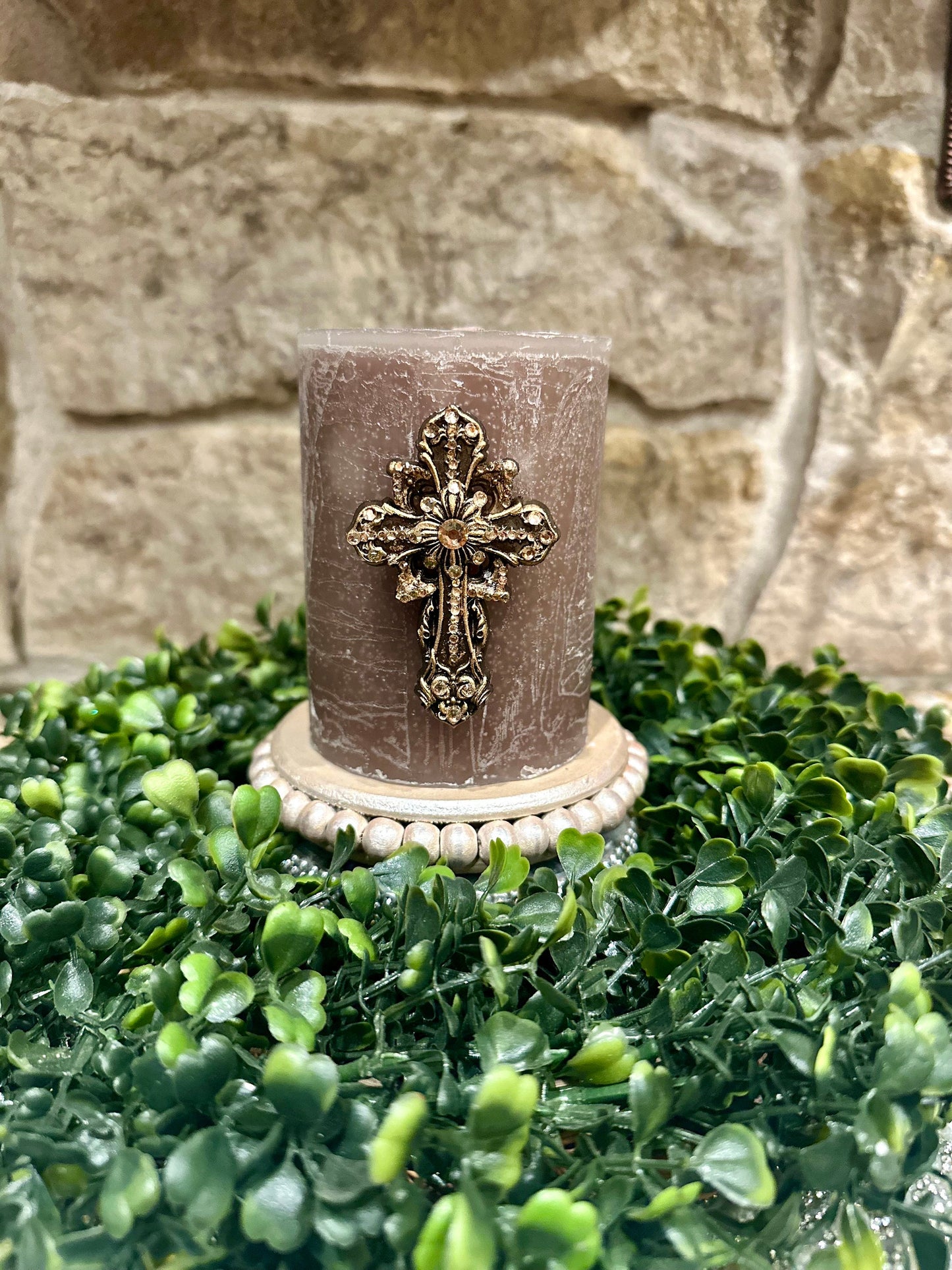 cross candle pin, reusable, handmade, diy, unique gift, embellished, Swarovski crystals, home decor, candle accessory, candle jewelr