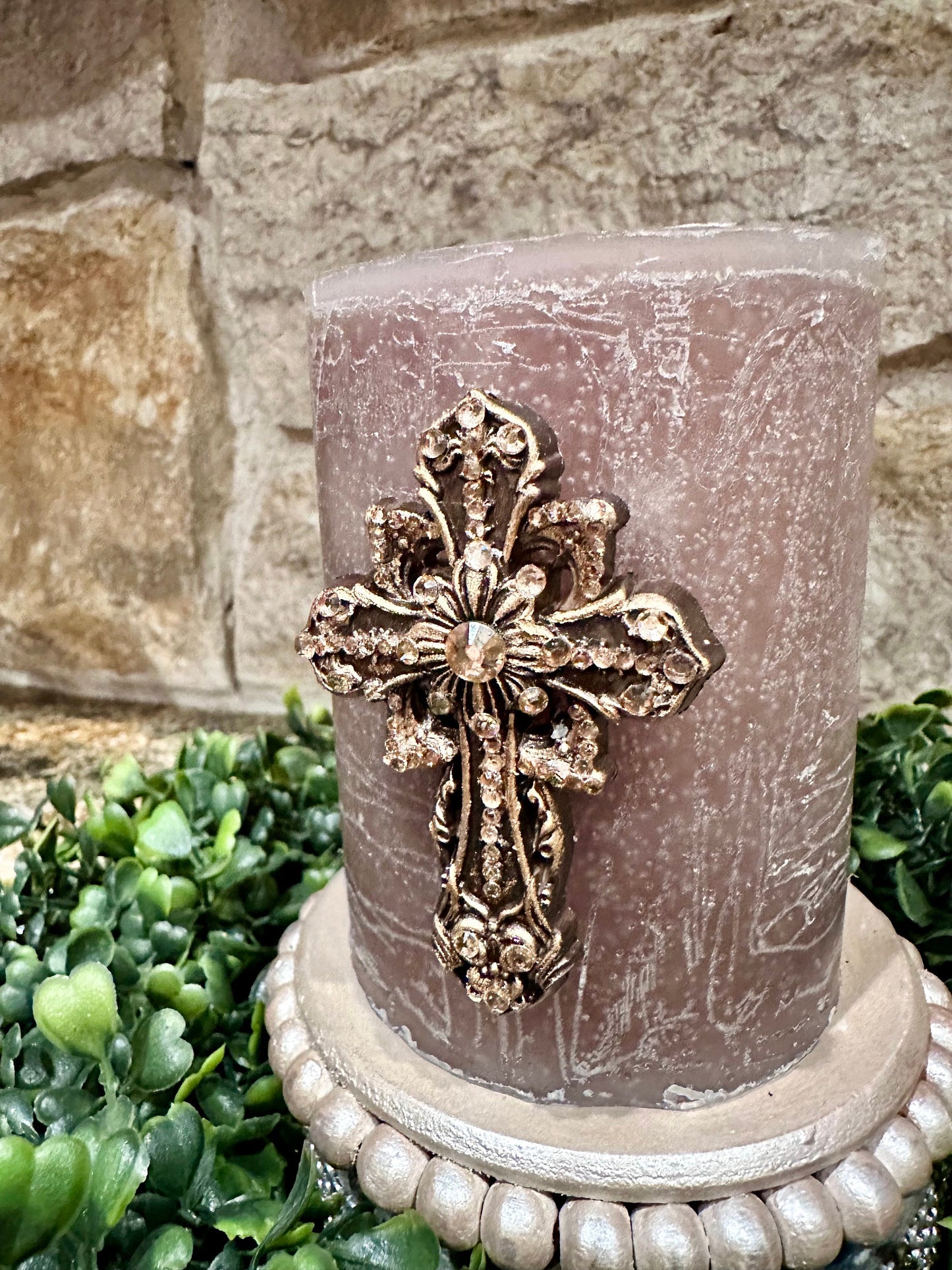 cross candle pin, reusable, handmade, diy, unique gift, embellished, Swarovski crystals, home decor, candle accessory, candle jewelr