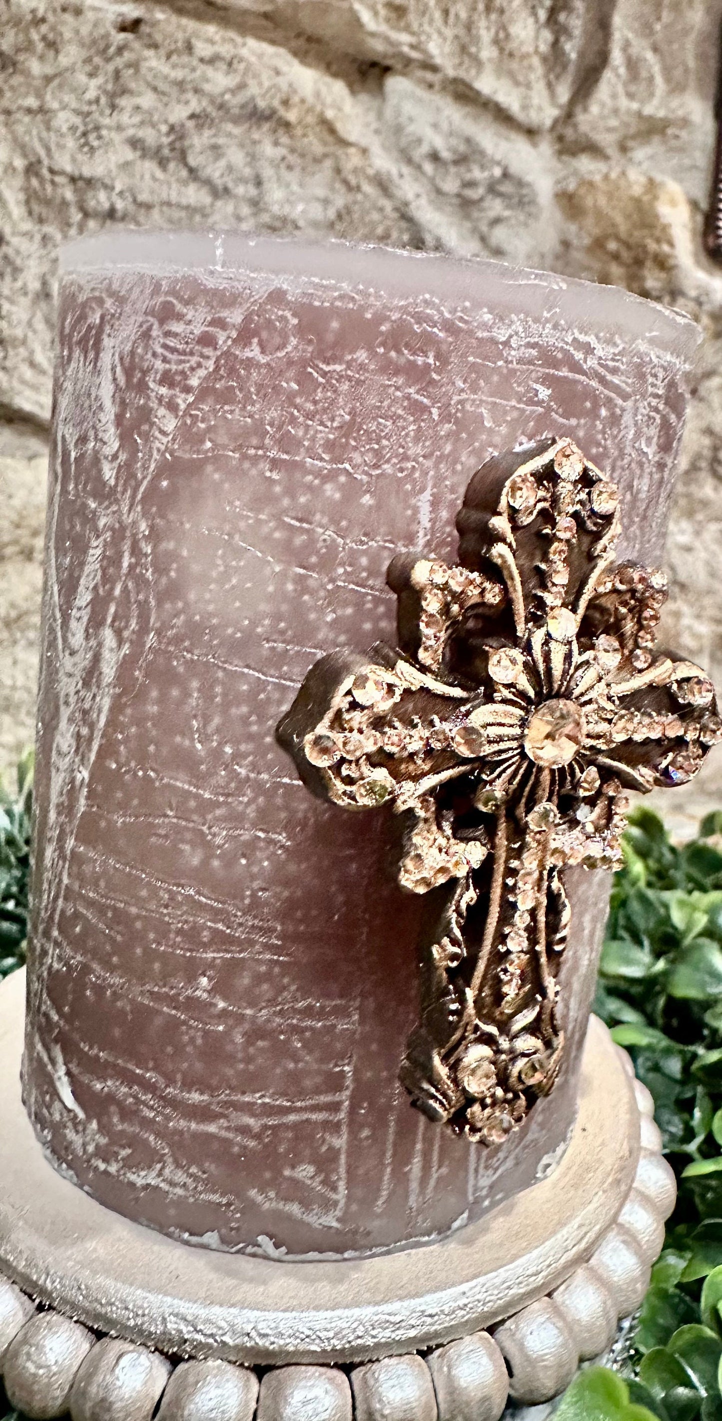 cross candle pin, reusable, handmade, diy, unique gift, embellished, Swarovski crystals, home decor, candle accessory, candle jewelr