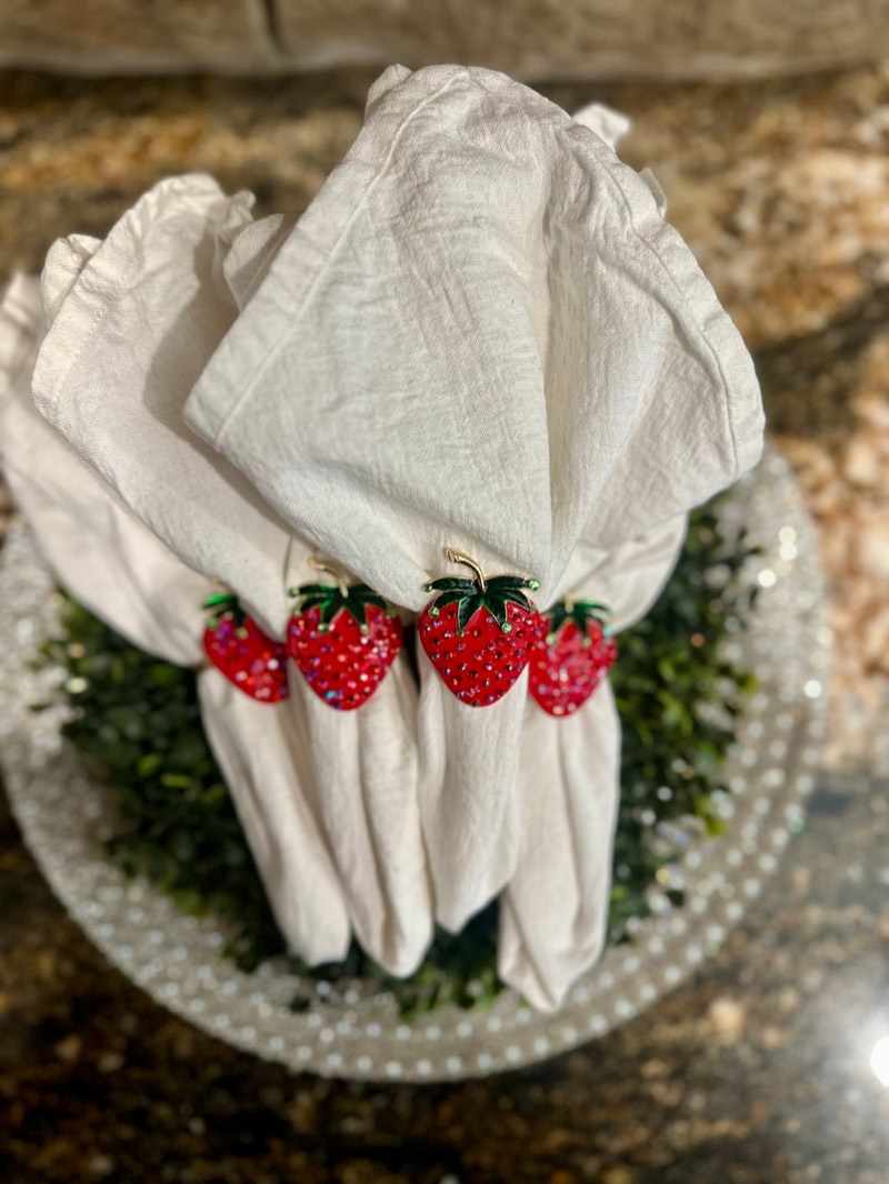 Rhinestone strawberry napkin rings