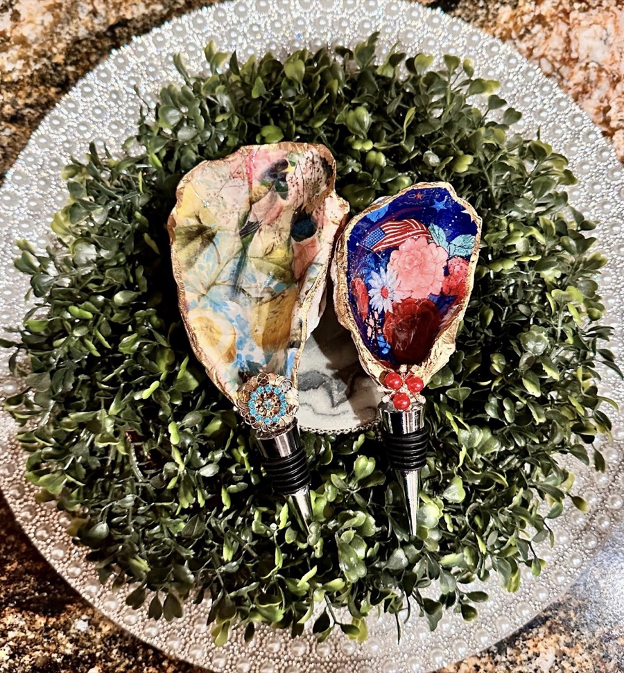 Oyster seashell wine bottle stoppers