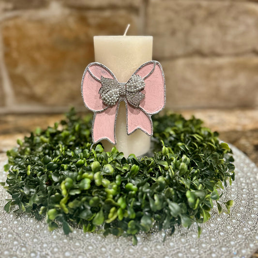 Embellished Pink Bow Pin