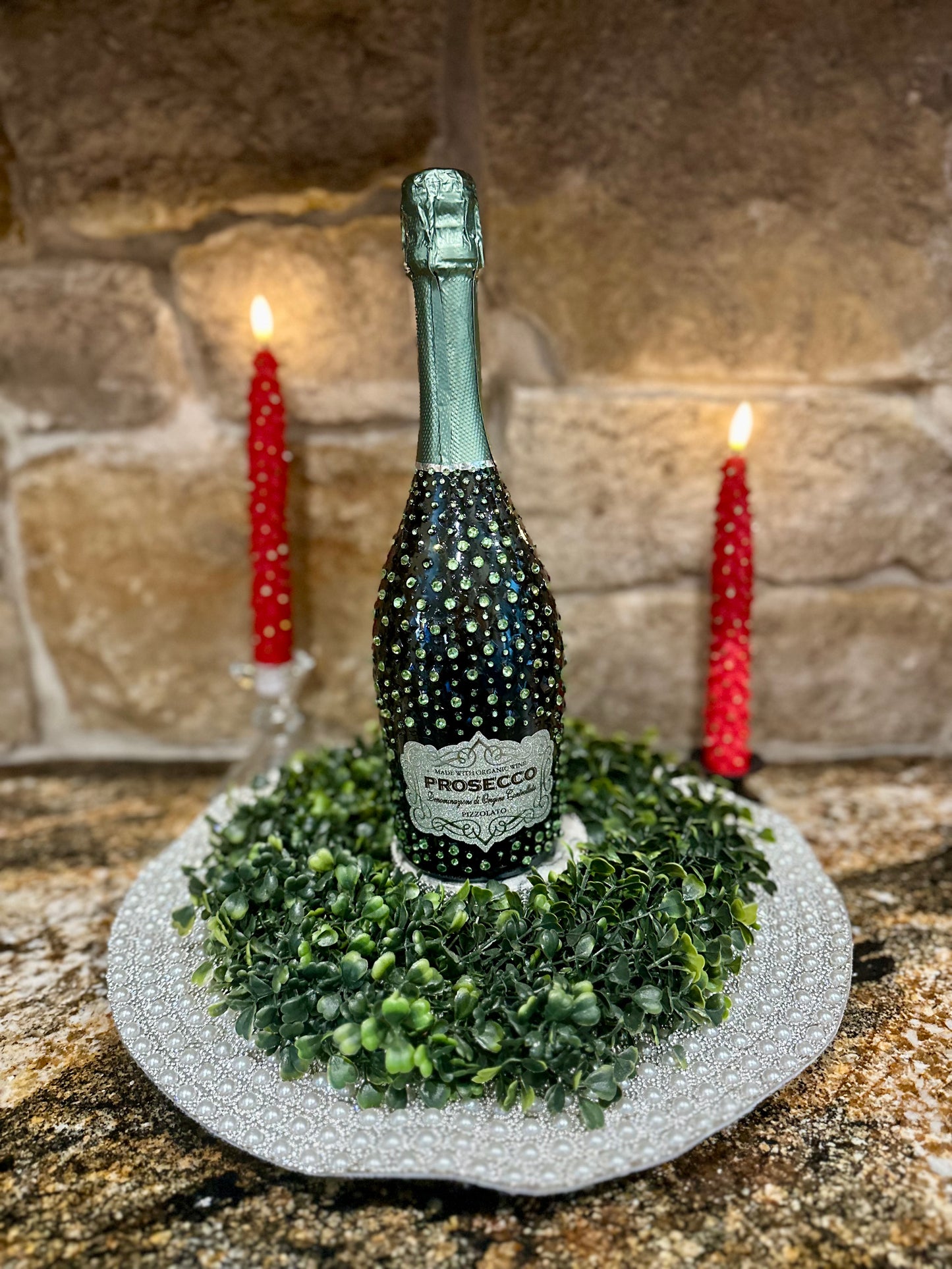 Custom Embellished Champagne Bottle