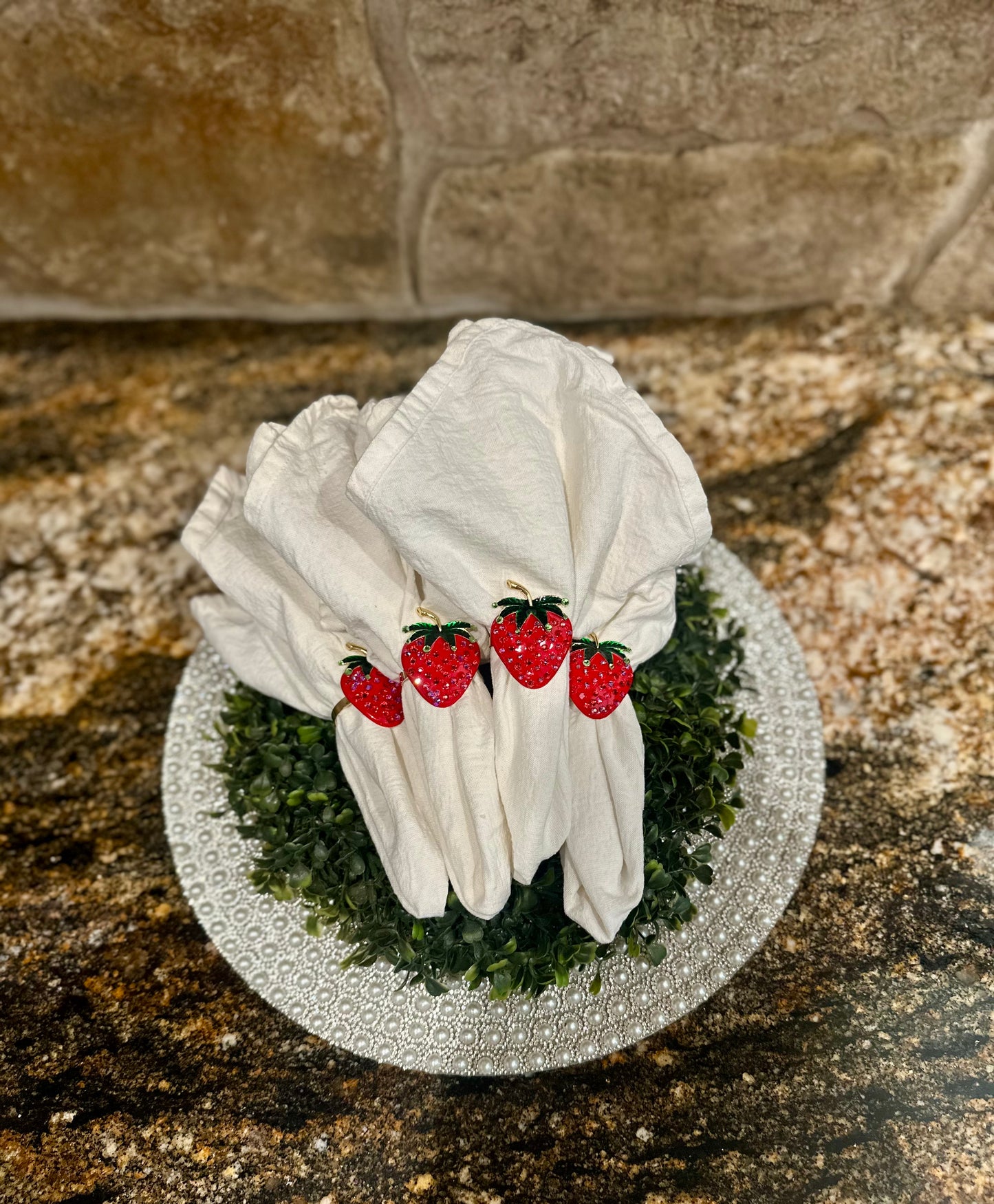Rhinestone Strawberry Napkin Rings