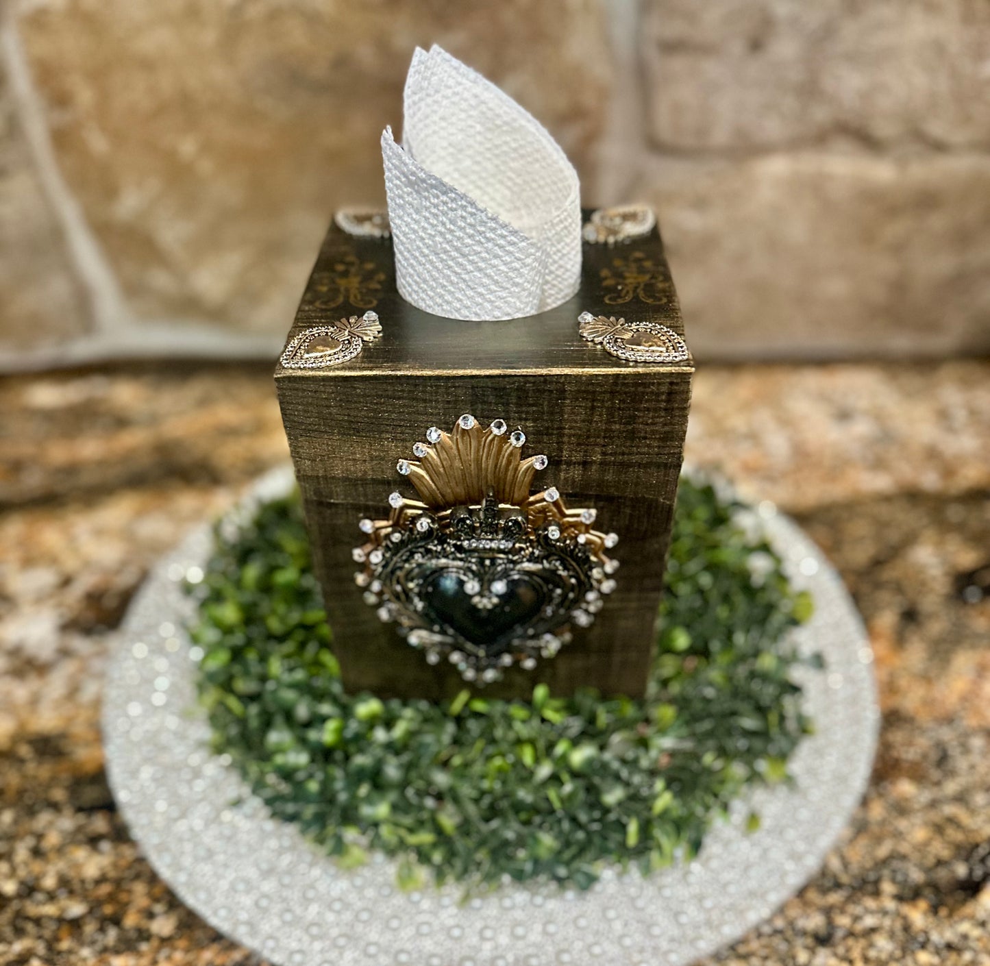 Flaming Heart Tissue Box