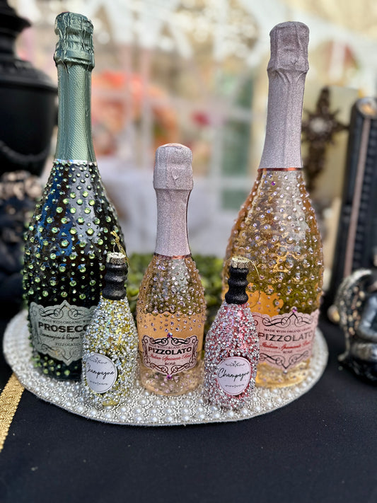 Custom embellished champagne bottle