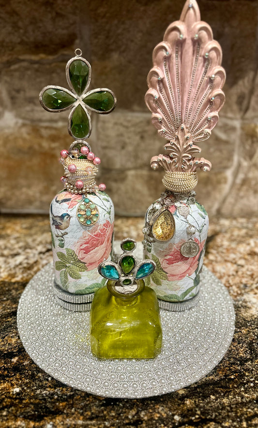 Glass Floral Decorative Bottle