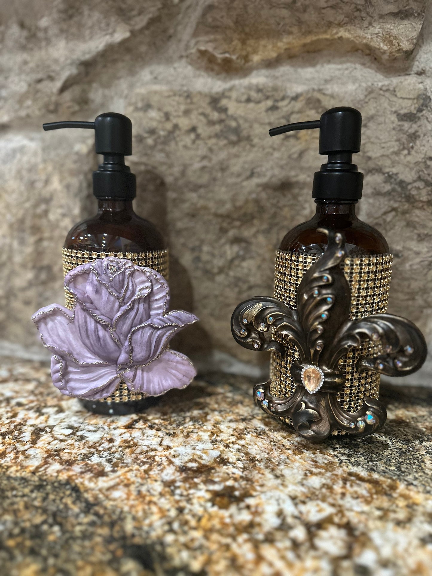 Rose soap dispenser, lotion dispenser, soap pump, lotion pump, rose floral decor, bathroom decor, kitchen decor, unique gift, present