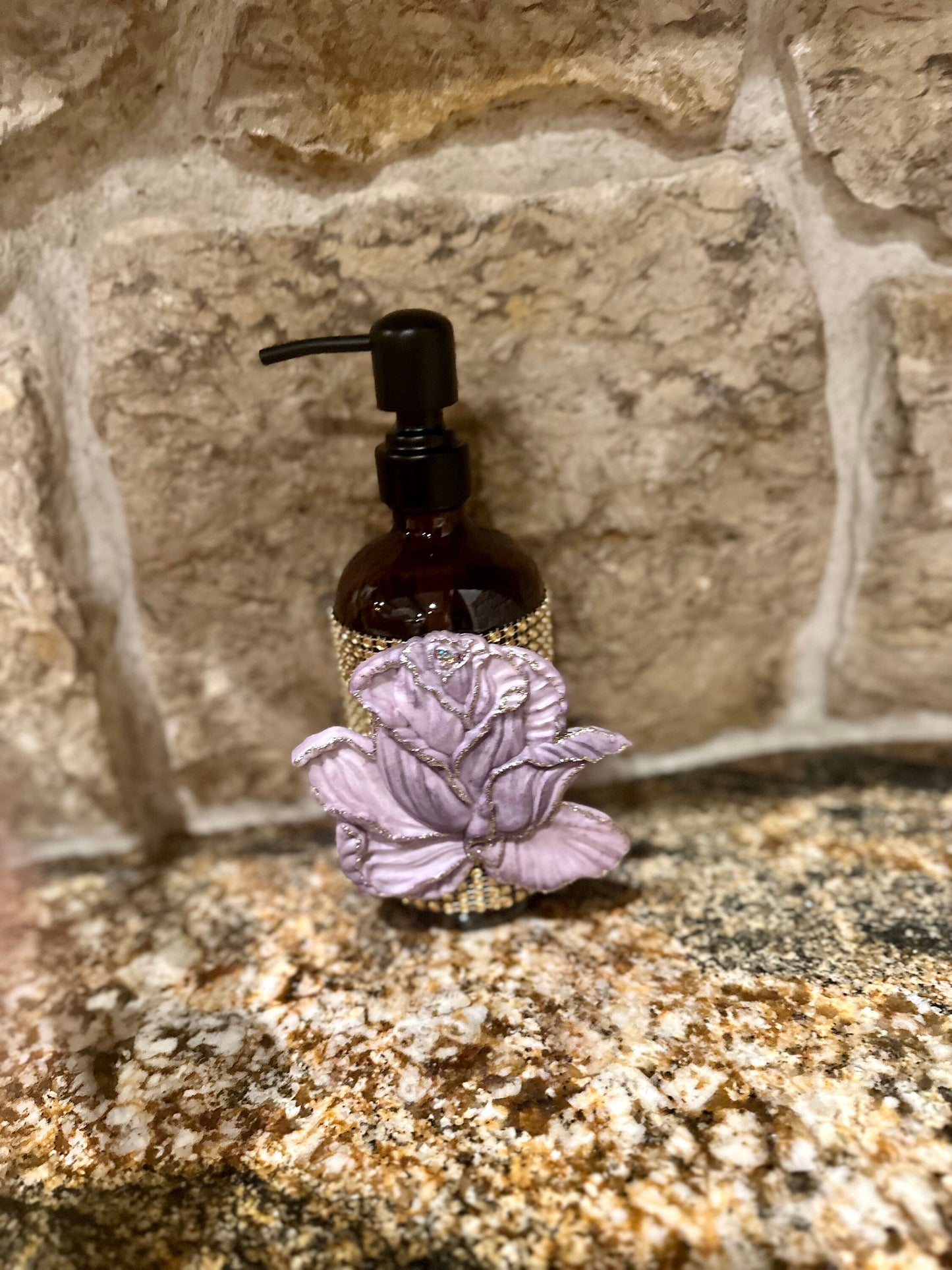 Rose soap dispenser, lotion dispenser, soap pump, lotion pump, rose floral decor, bathroom decor, kitchen decor, unique gift, present