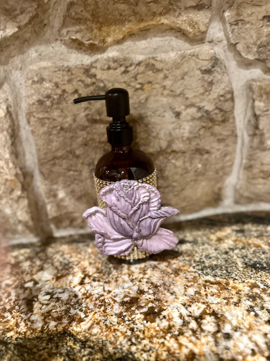 Rose soap dispenser, lotion dispenser, soap pump, lotion pump, rose floral decor, bathroom decor, kitchen decor, unique gift, present