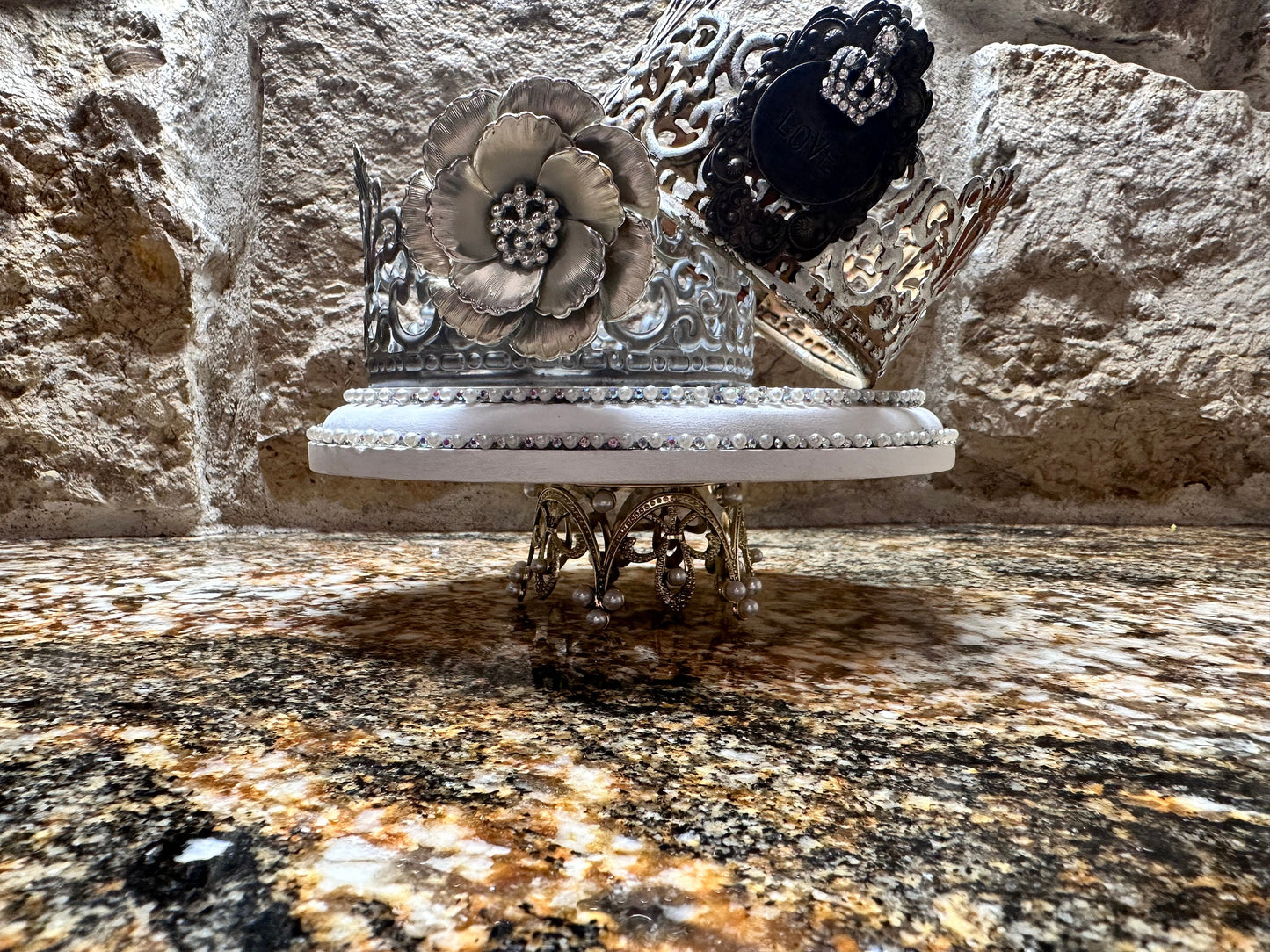 trinket tray, crown dish, candle holder, catch all tray, home decor, handmade, unique gift, Parisian decor