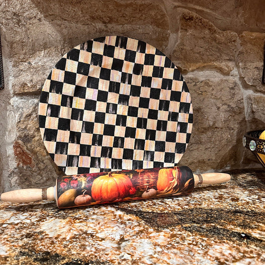 Fall Pumpkin Floral Wooden Rolling Pen