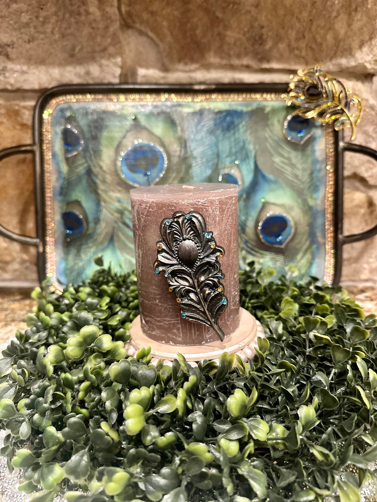 Peacock Feather Candle Pin
