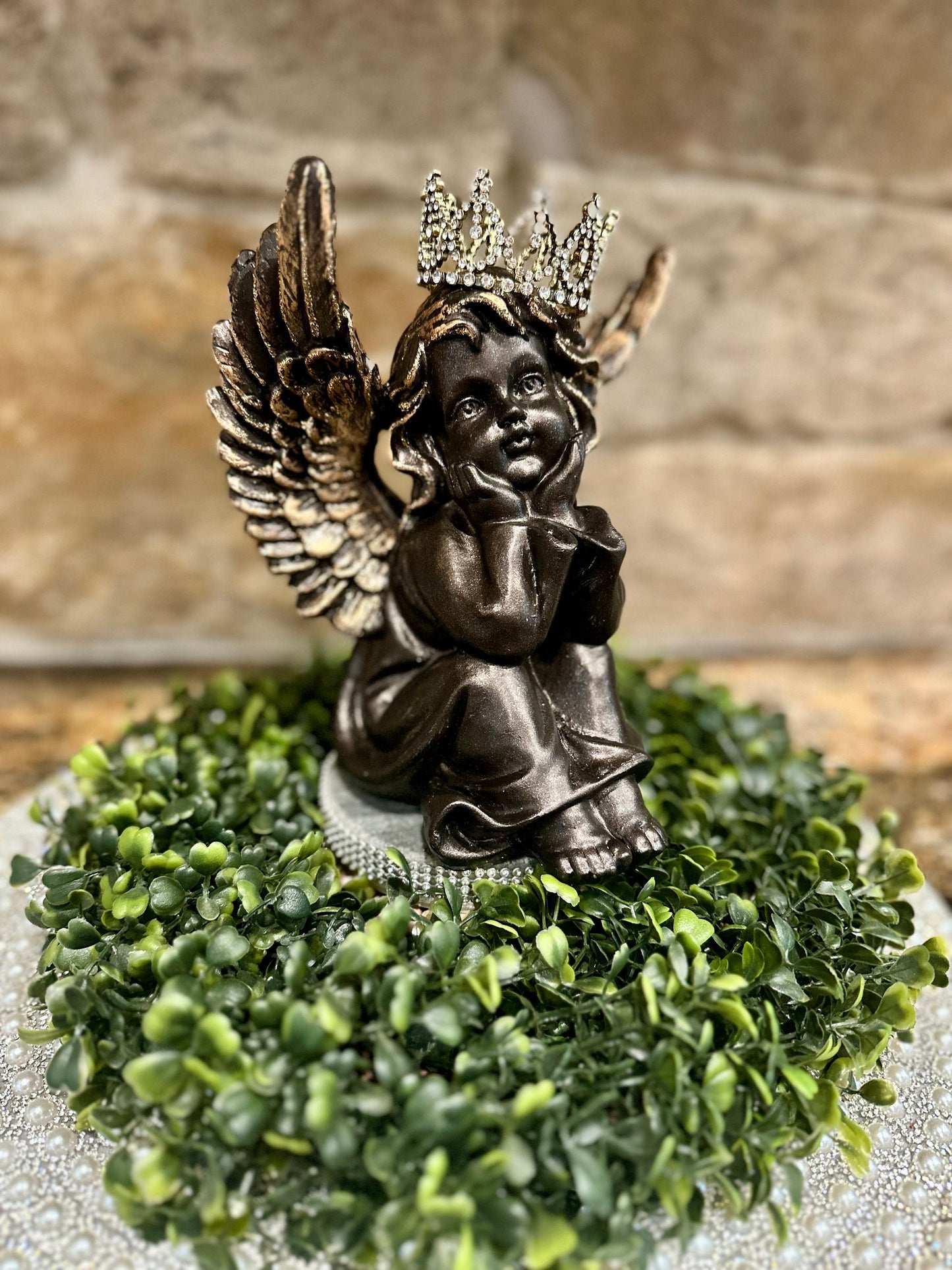 Sitting Angel, sitting Angel with wings, Decorative Angel, tabletop decor, sitting Angel statue