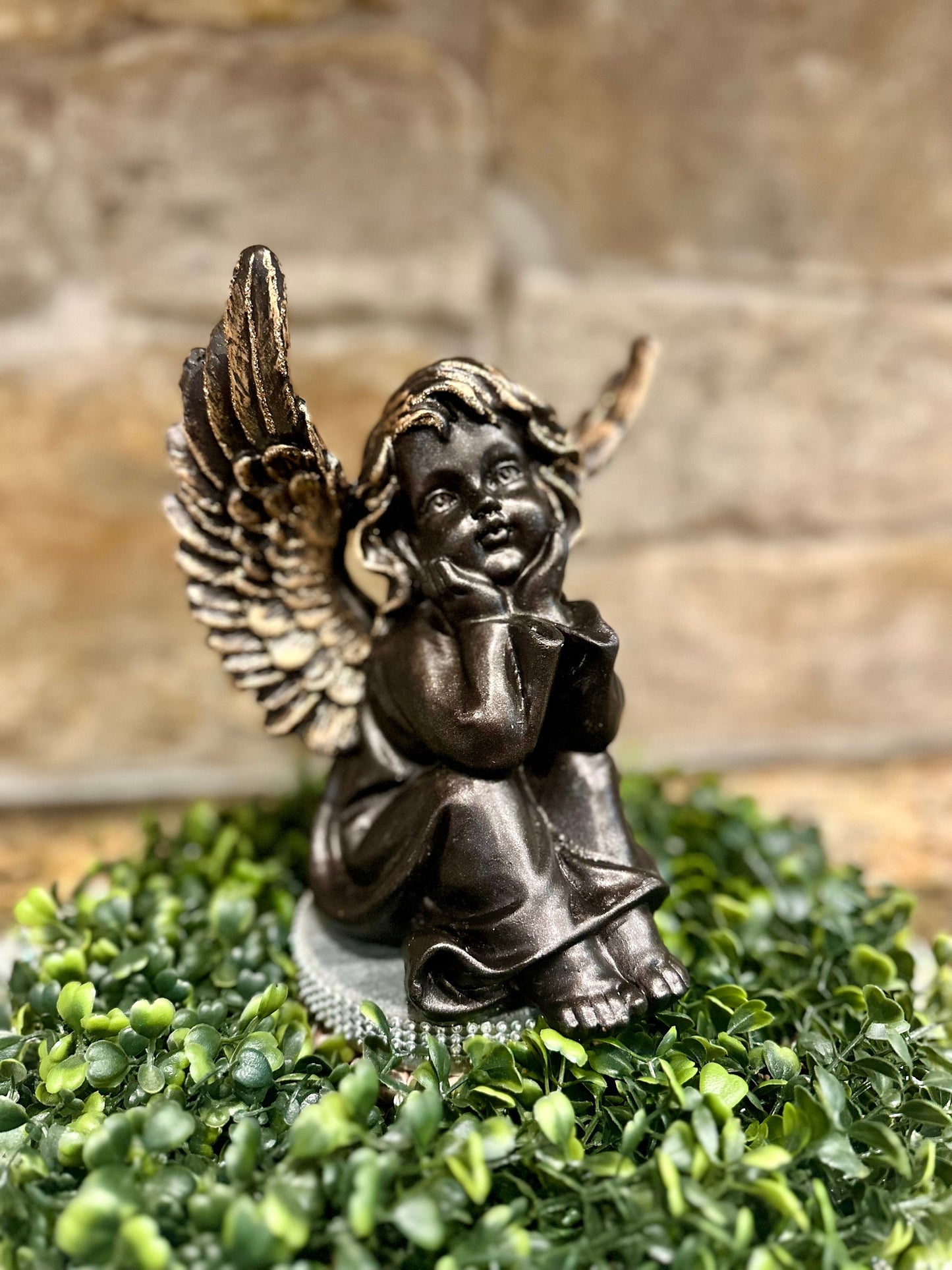 Sitting Angel, sitting Angel with wings, Decorative Angel, tabletop decor, sitting Angel statue