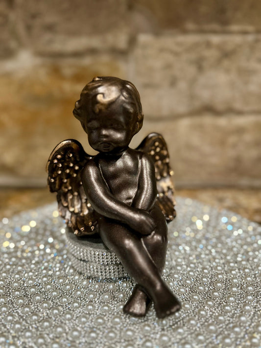 Sitting Angel, sitting Angel with wings, Decorative Angel, tabletop decor, embellished rhinestone wings,