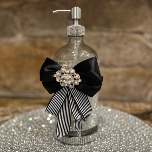 Large 32 oz. Stainless Steel Silver Glass Soap Dispenser